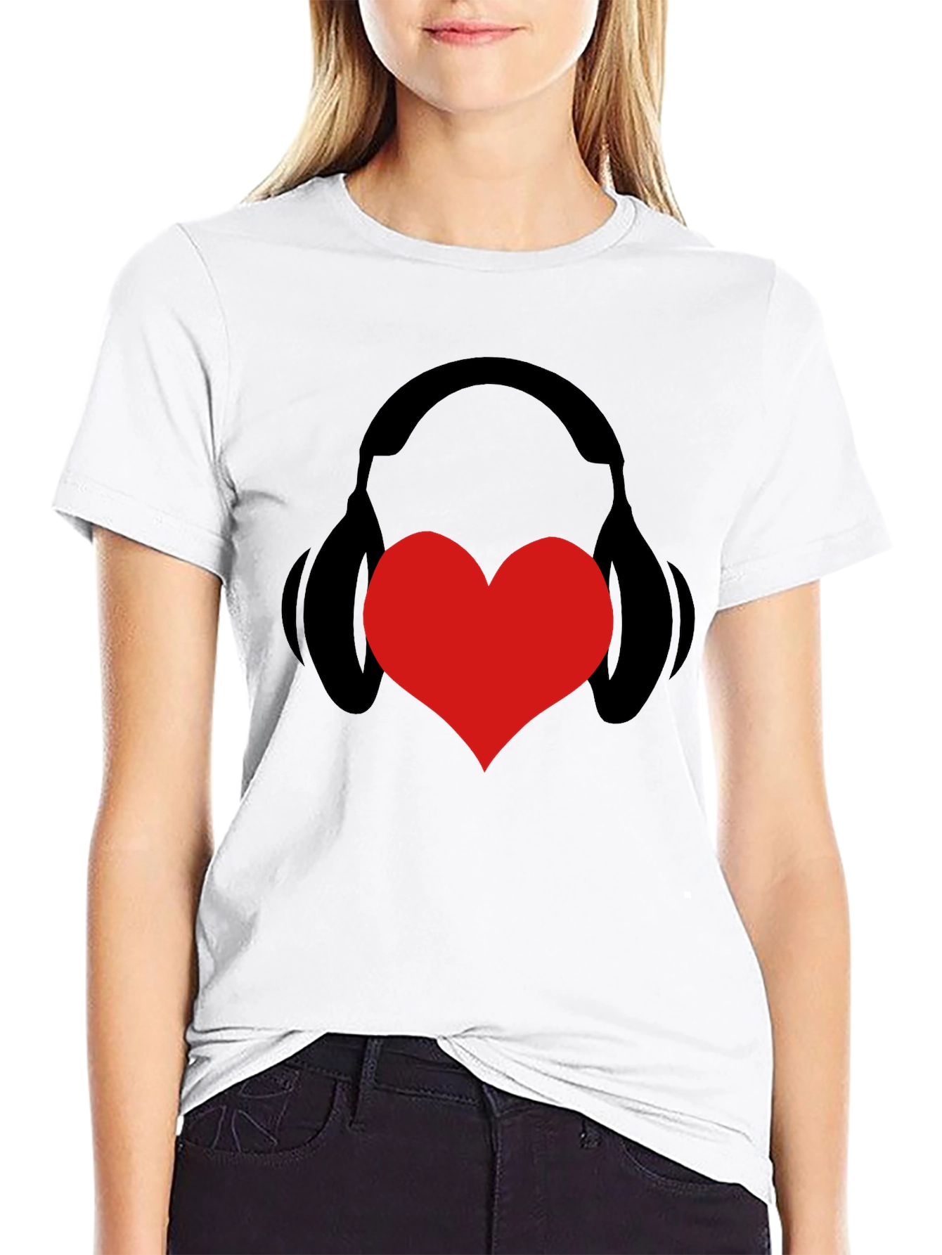 Heart Headphones Graphic Tee - Stylish Music Lover Shirt