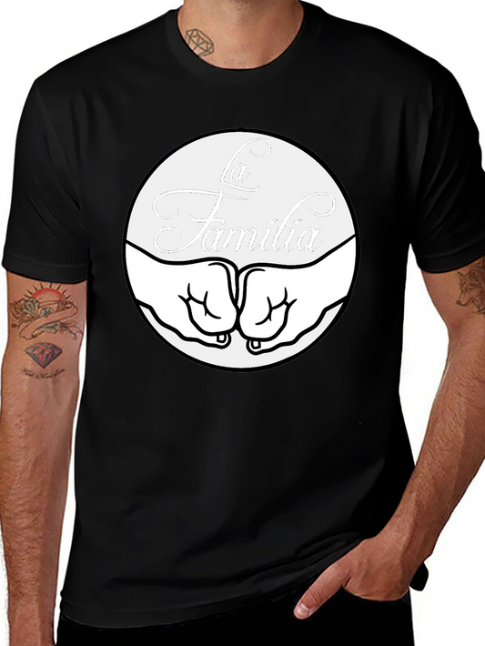 La Familia Fist Bump Graphic T-Shirt - Black Cotton Tee