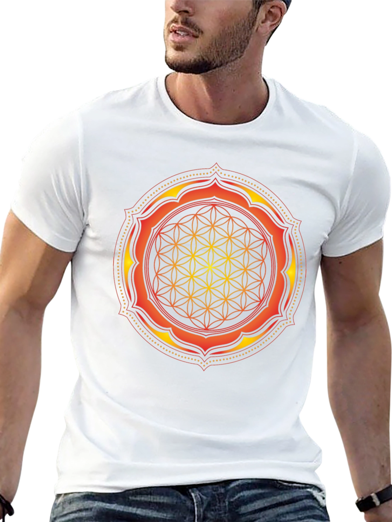 Sacred Geometry Mandala Graphic Tee - Black