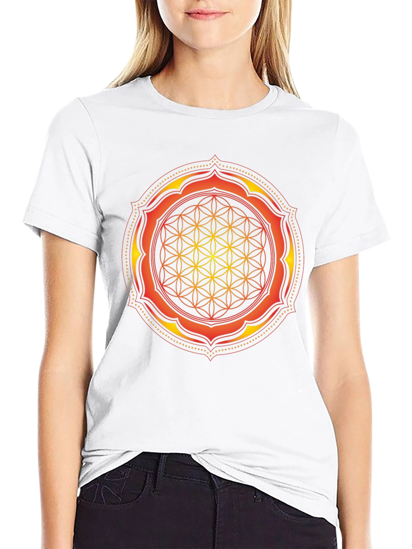 Sacred Geometry Mandala Graphic Tee - Black