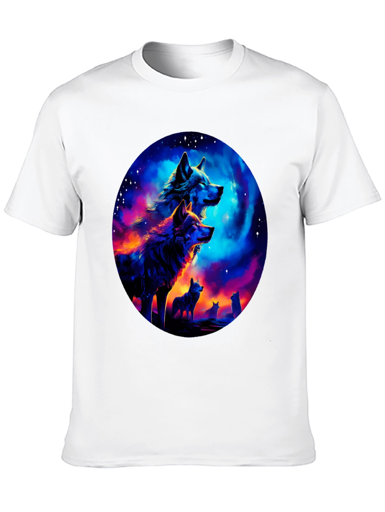 Wolf Pack Galaxy Print Black T-Shirt
