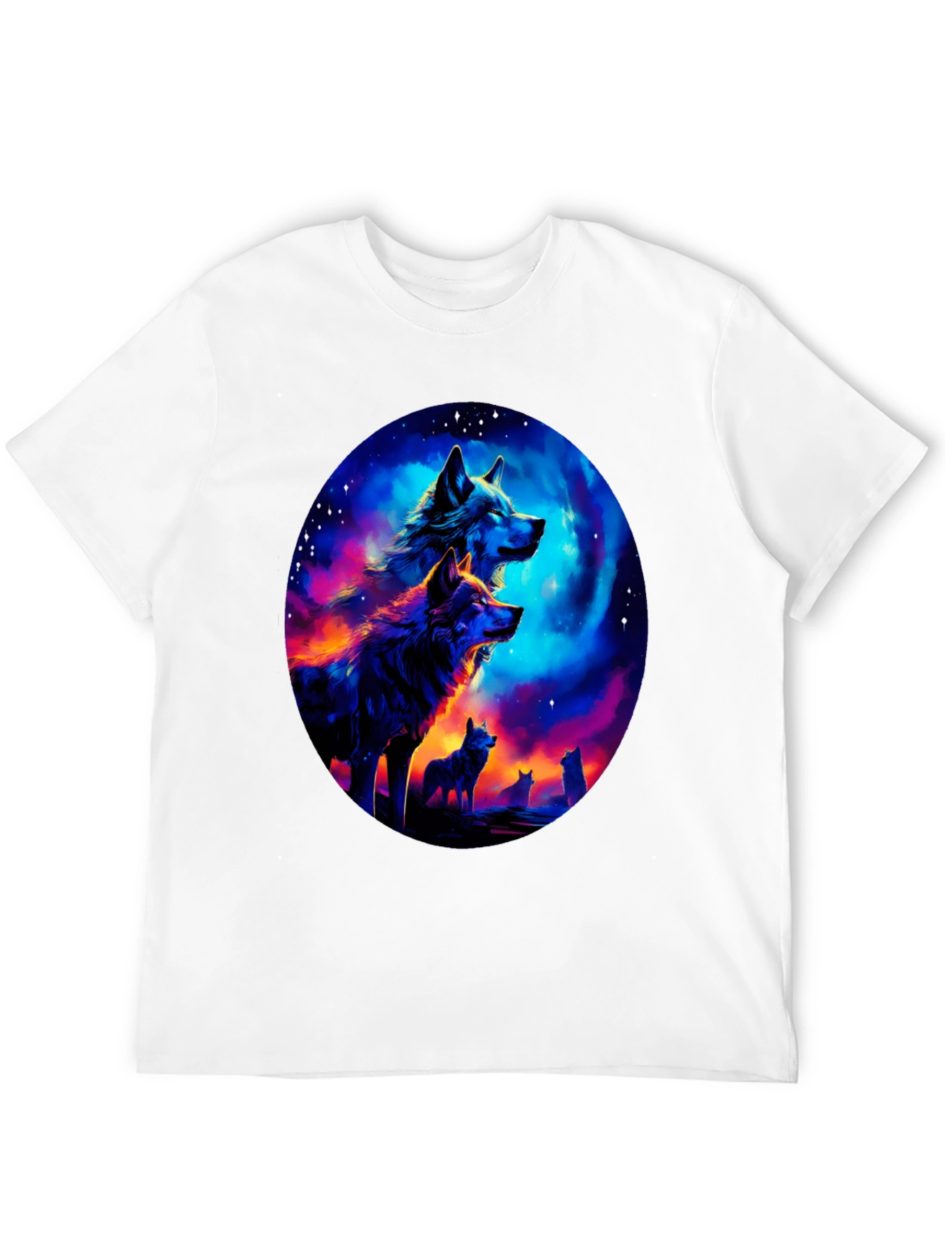 Wolf Pack Galaxy Print Black T-Shirt