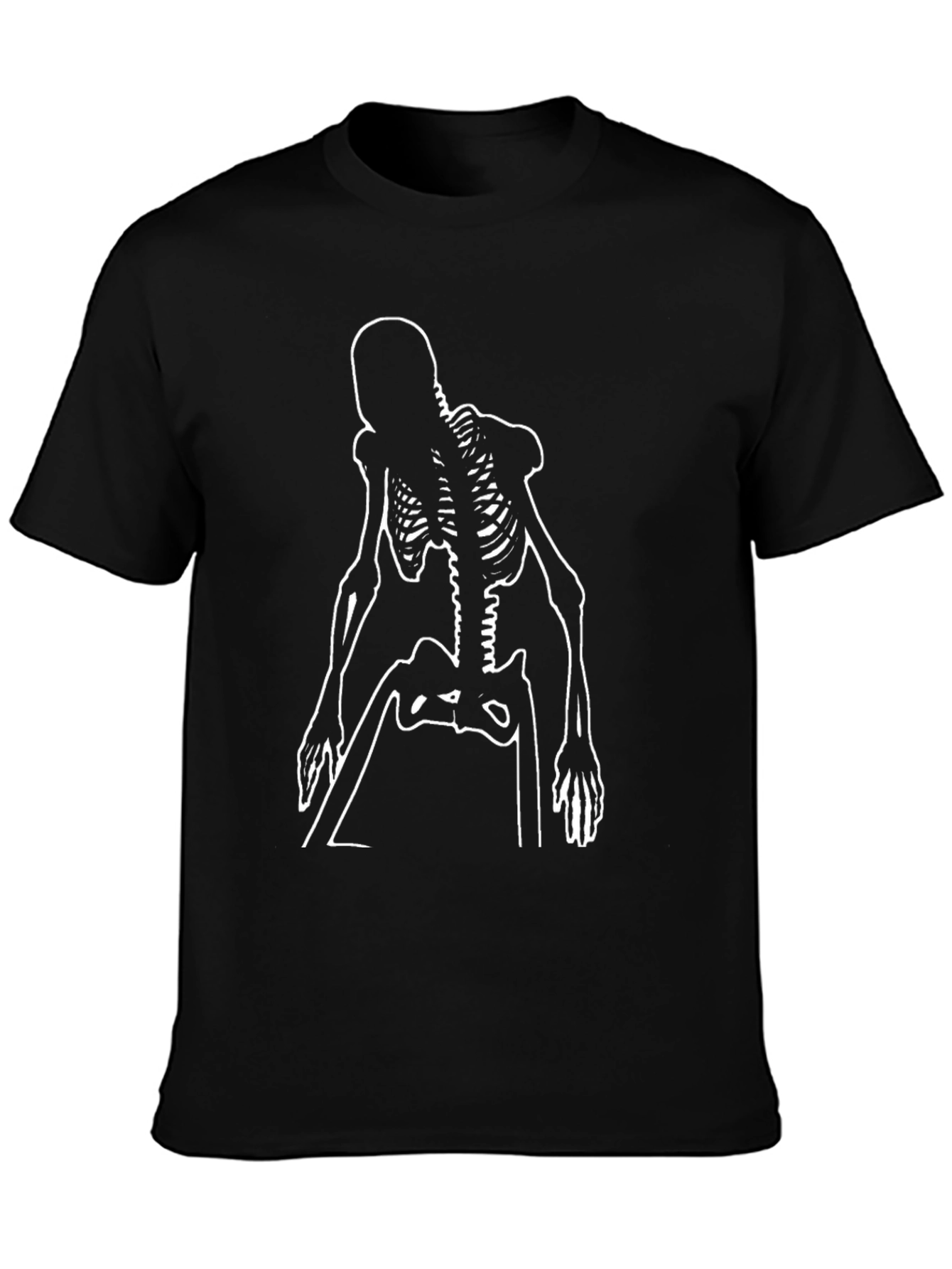 Skeleton Outline Graphic Tee - Black