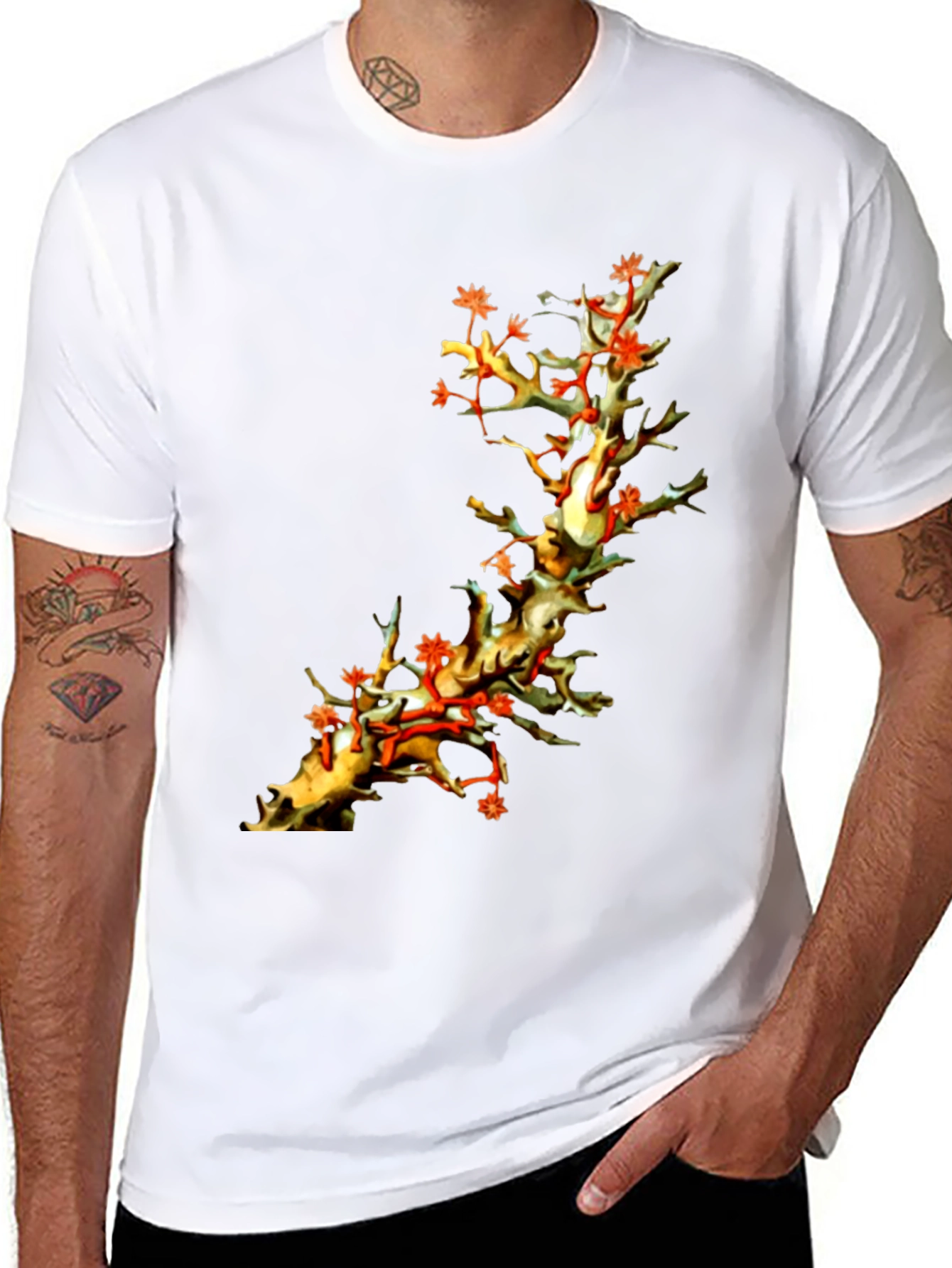 Coral Branch Print T-Shirt