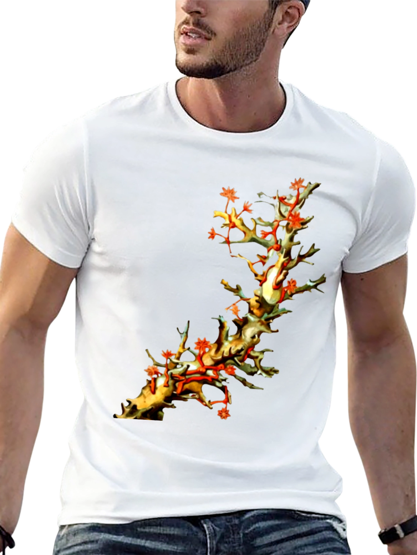 Coral Branch Print T-Shirt