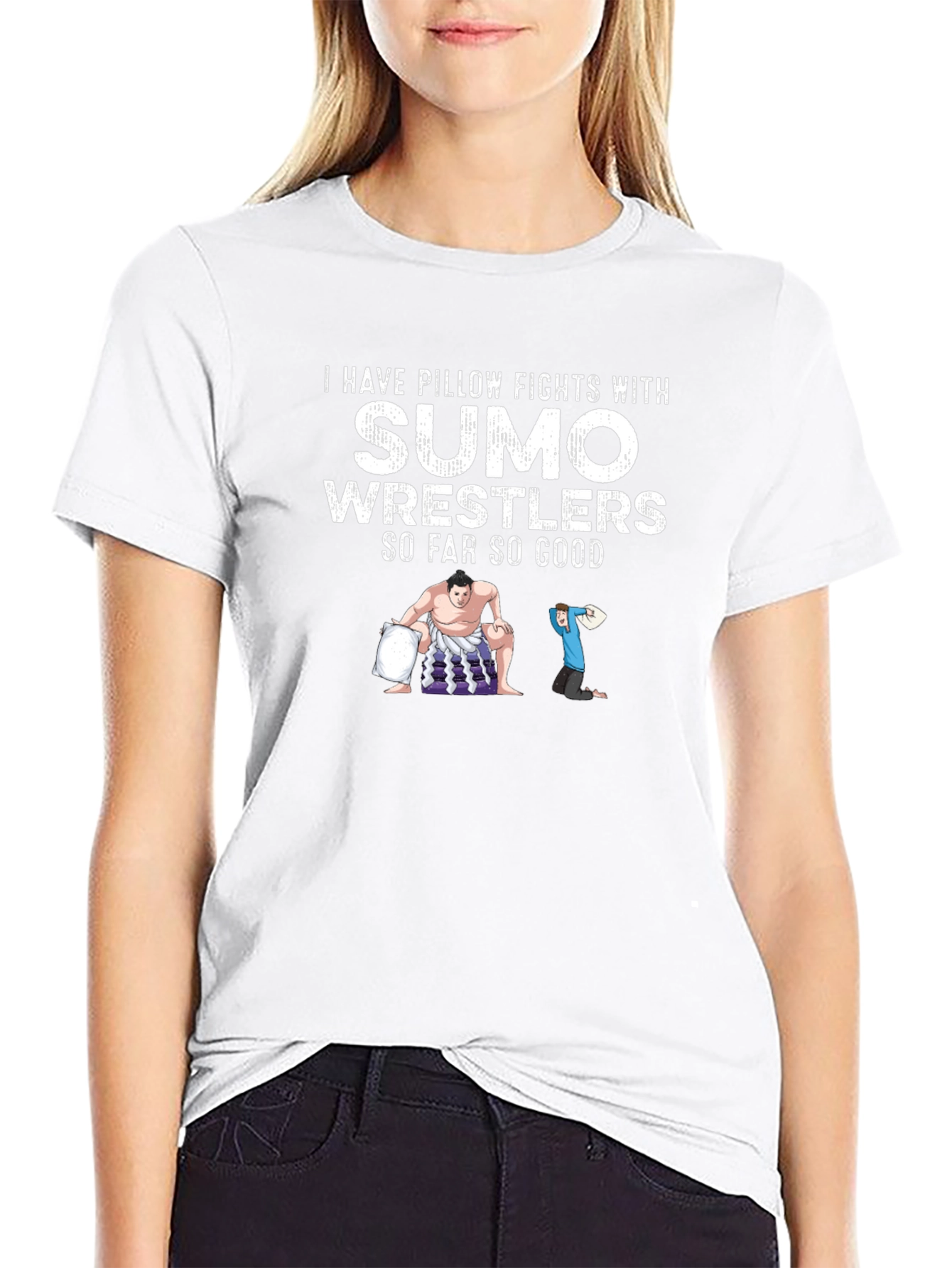 Sumo Wrestler Pillow Fight Graphic Tee