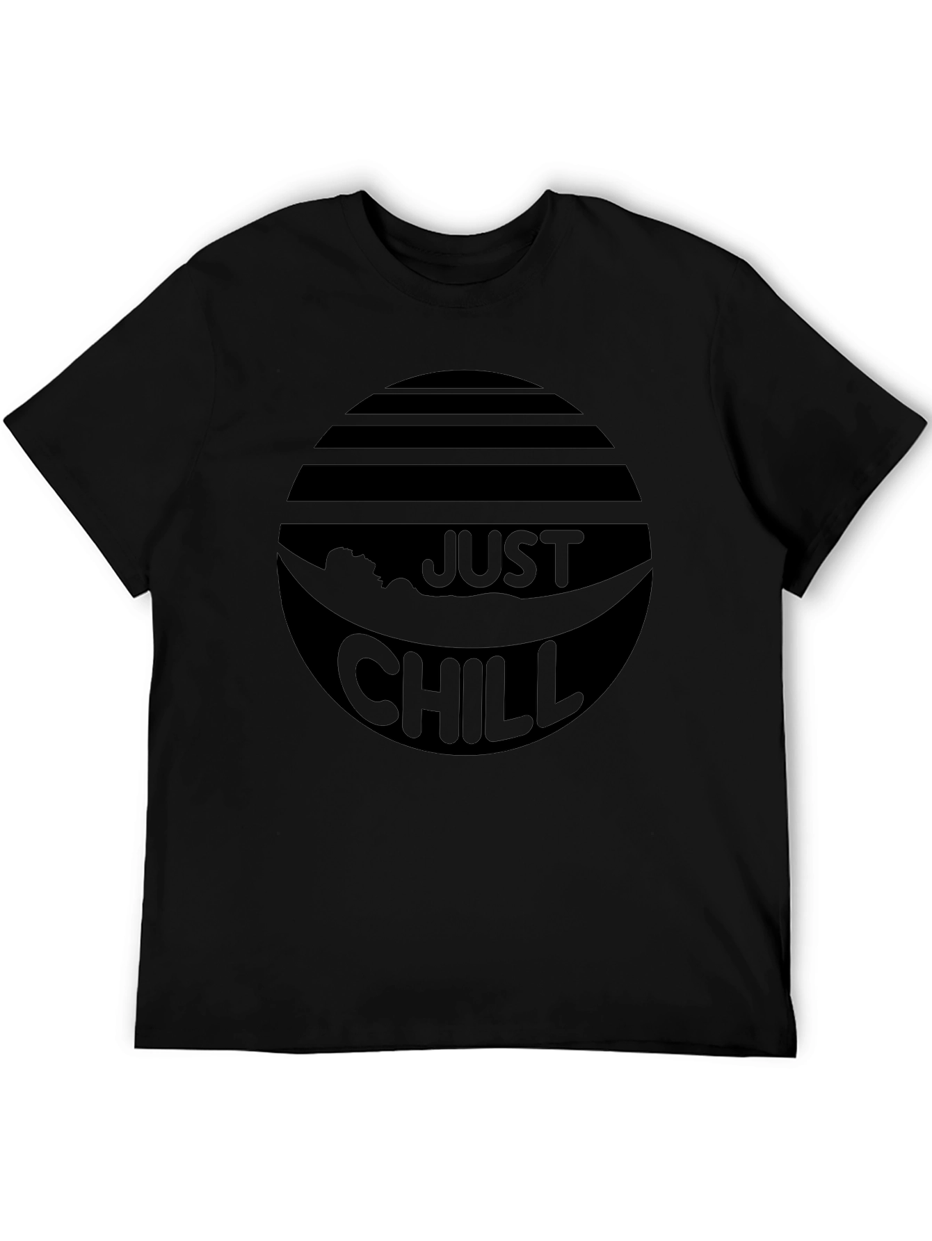 Just Chill Black Graphic Tee - Relaxed Comfort