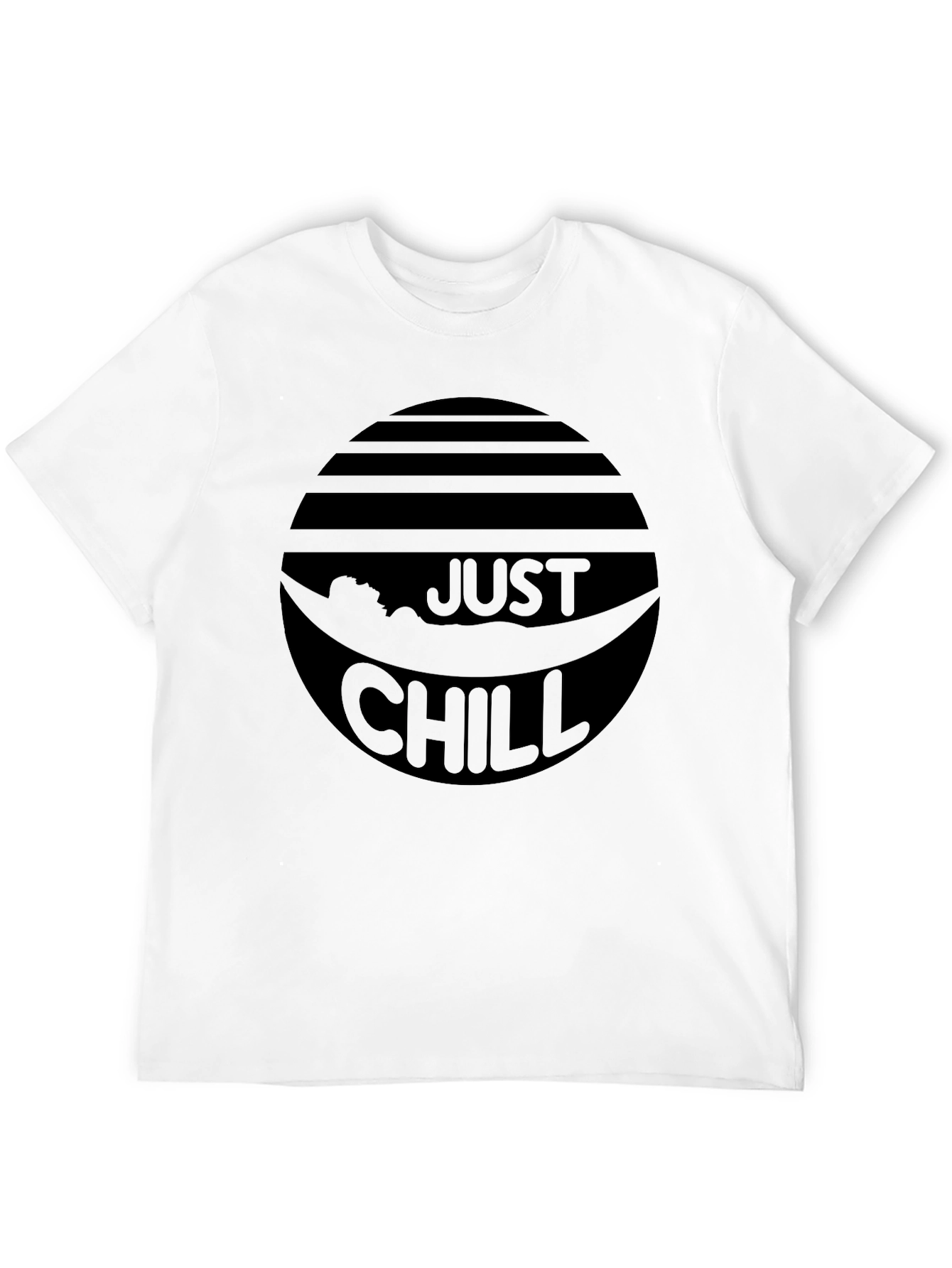 Just Chill Black Graphic Tee - Relaxed Comfort