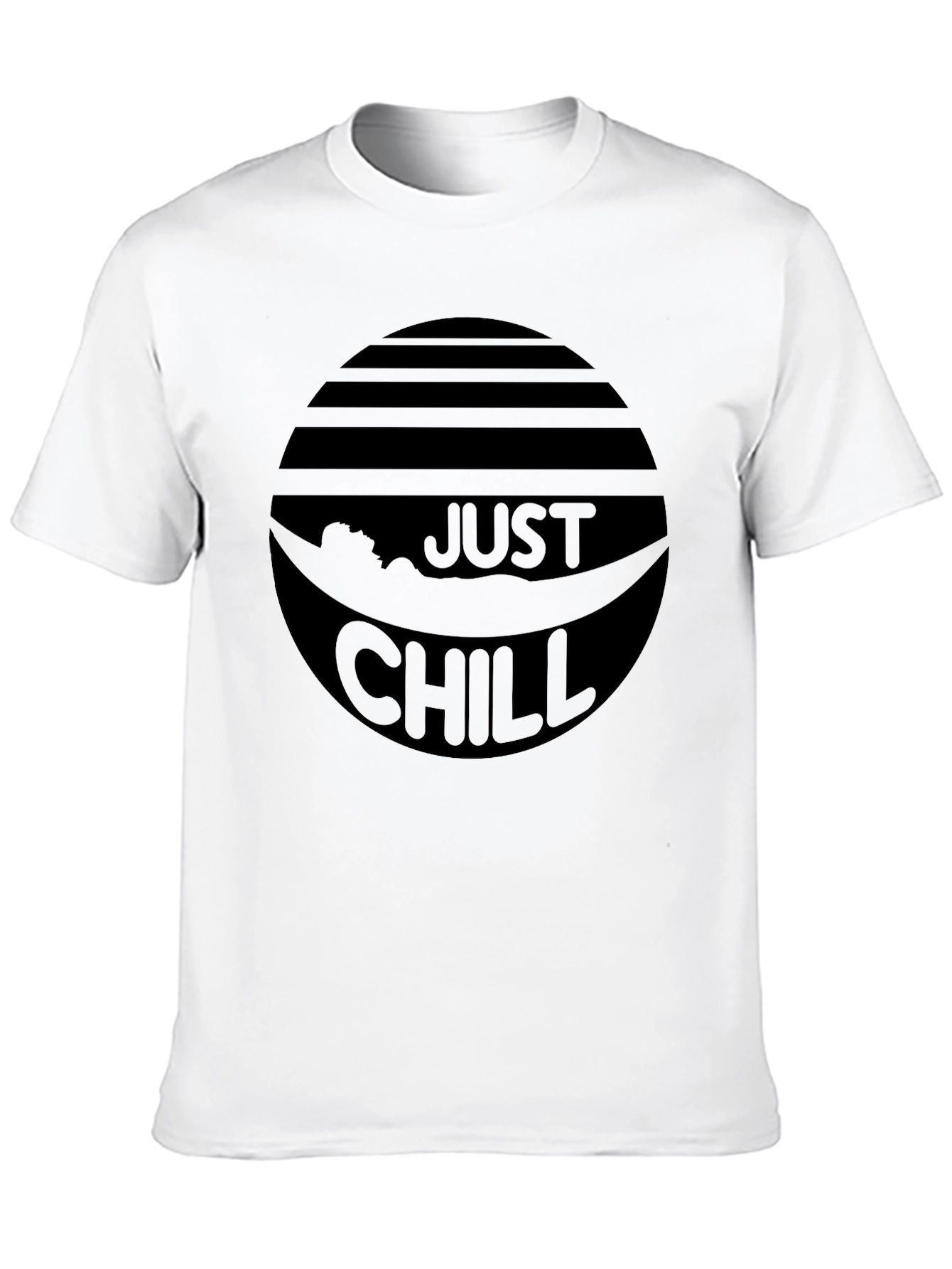 Just Chill Black Graphic Tee - Relaxed Comfort