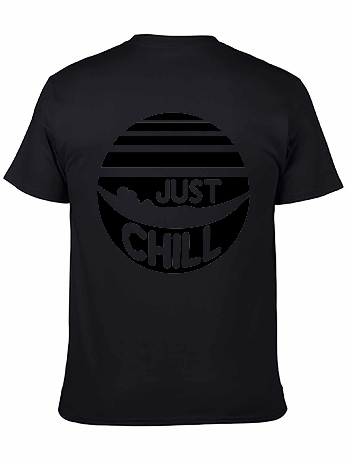 Just Chill Black Graphic Tee - Relaxed Comfort