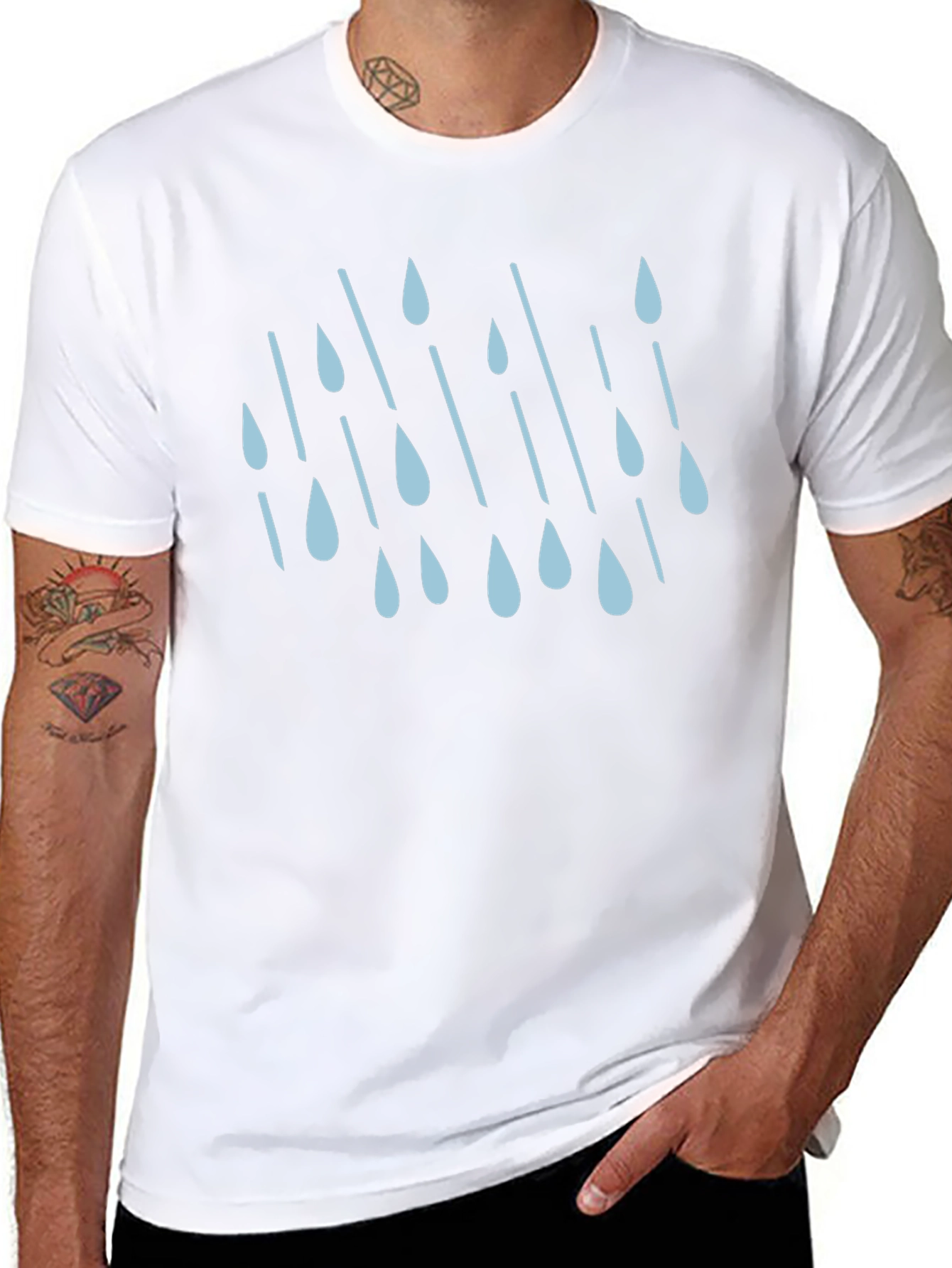 Rain Drop Graphic Tee - Stylish Black Cotton T-Shirt