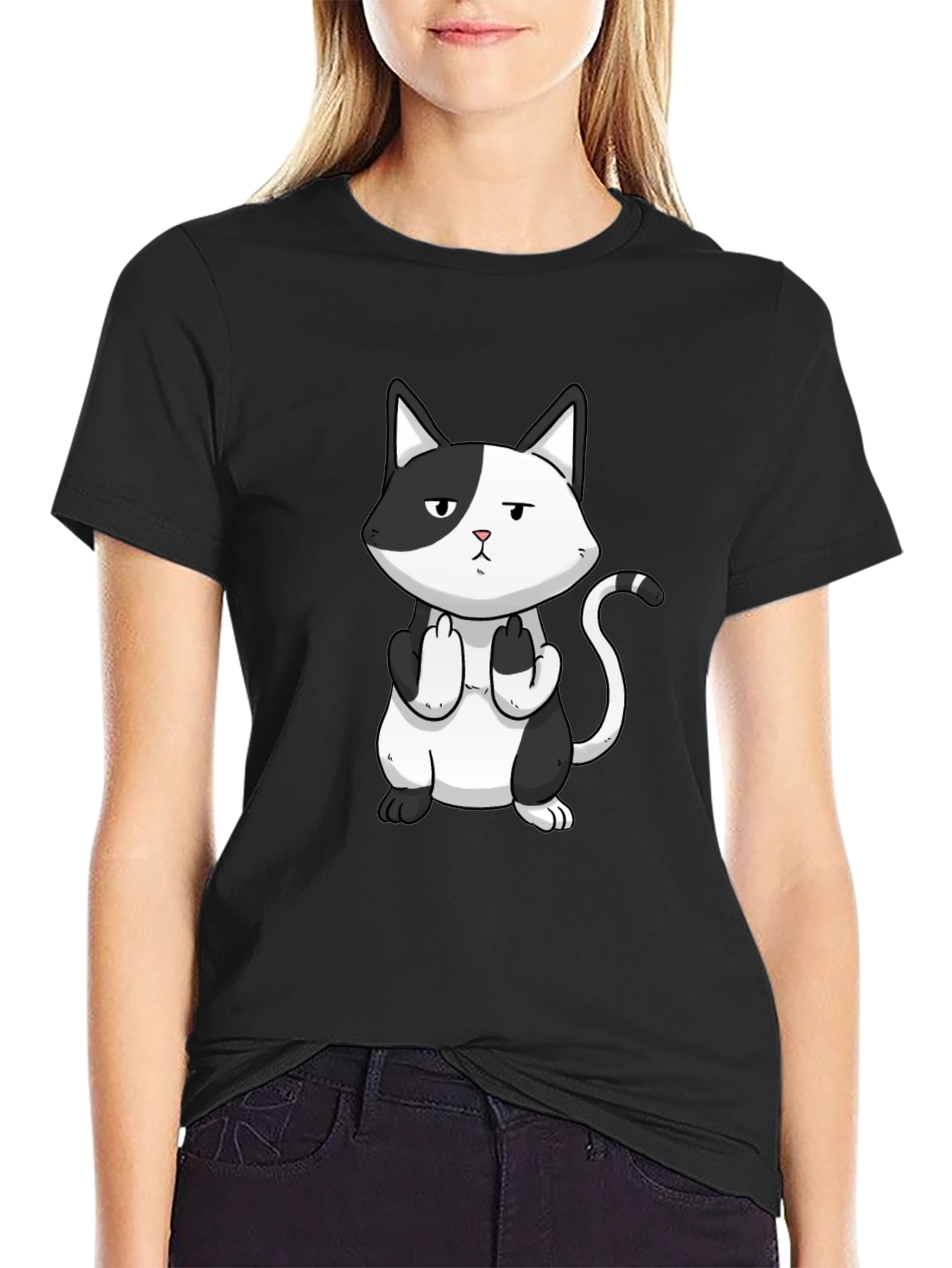 Rude Cat Graphic T-Shirt - Black Humor Tee