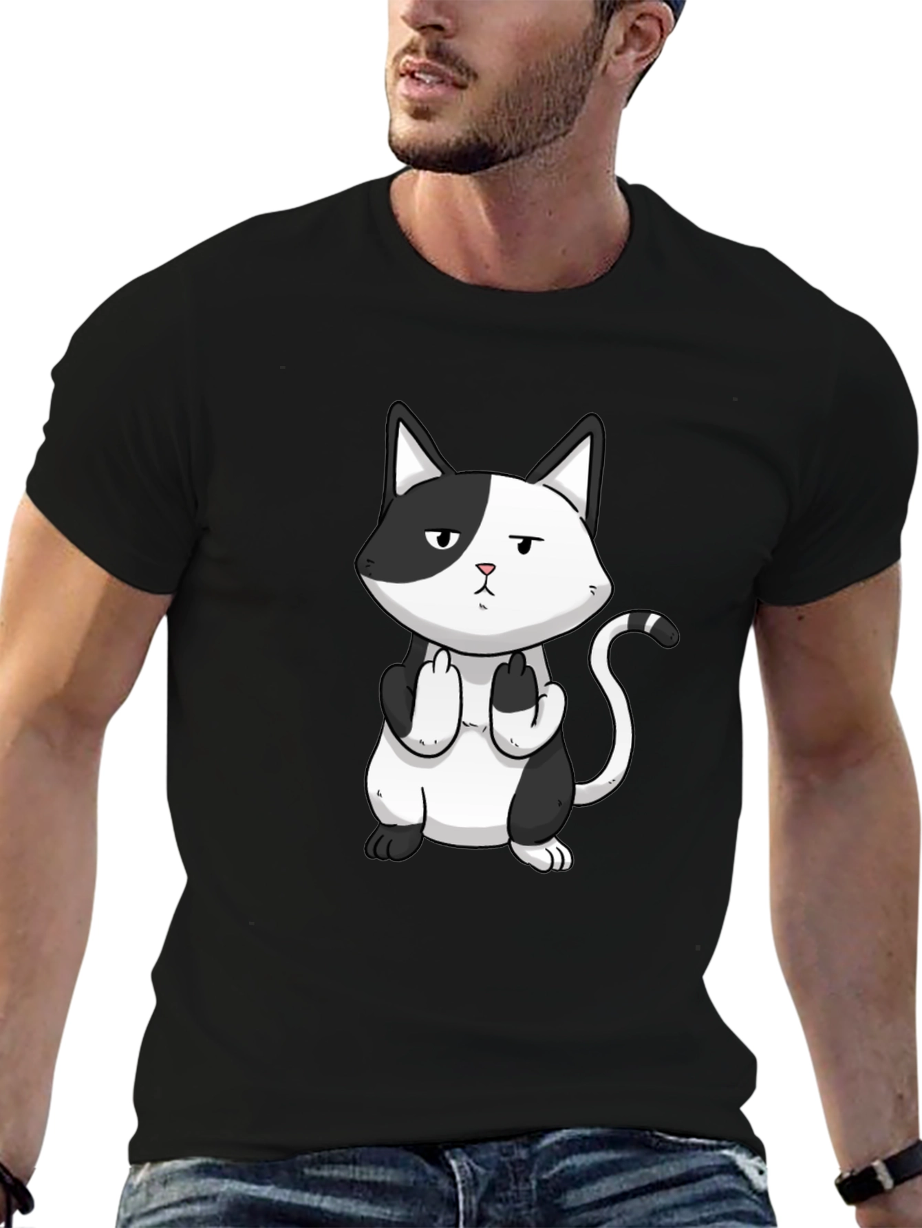Rude Cat Graphic T-Shirt - Black Humor Tee