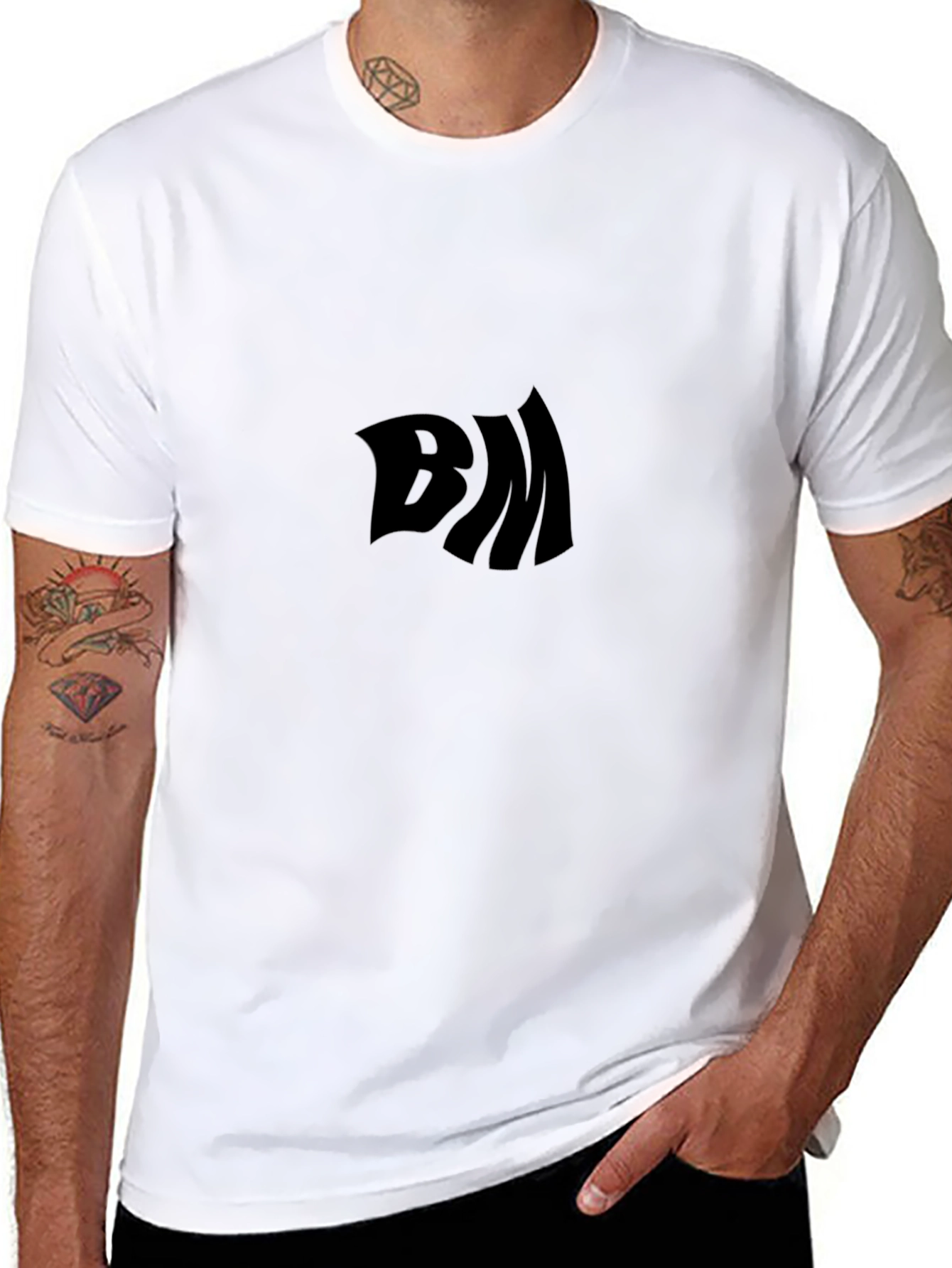 Black T-Shirt with Distorted BM Logo