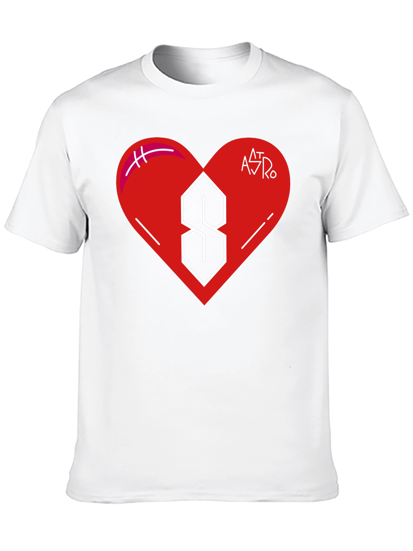 Mens Black T-Shirt with Heart and Letter Graphic