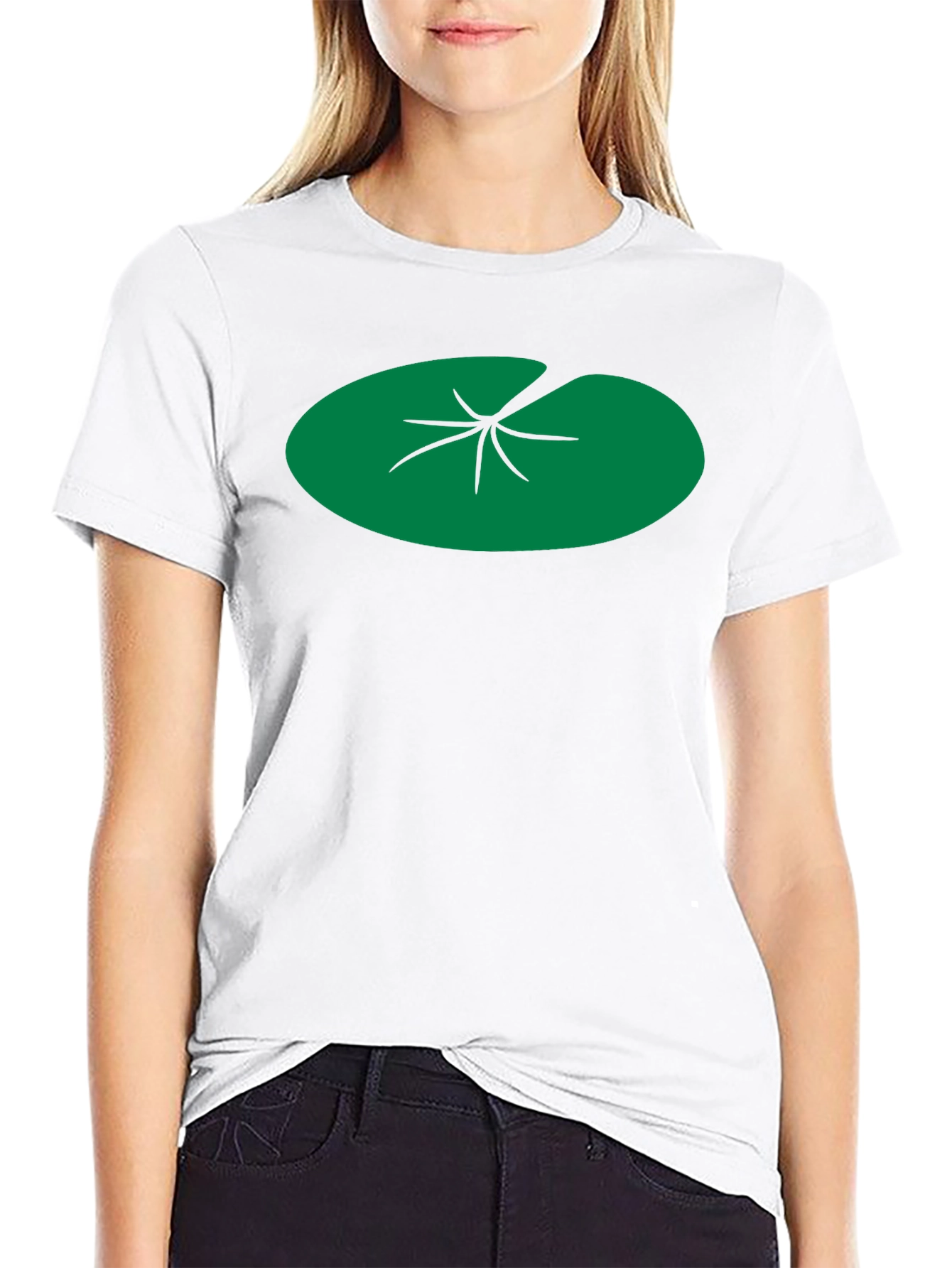 Lily Pad Graphic Tee - Black Cotton T-Shirt