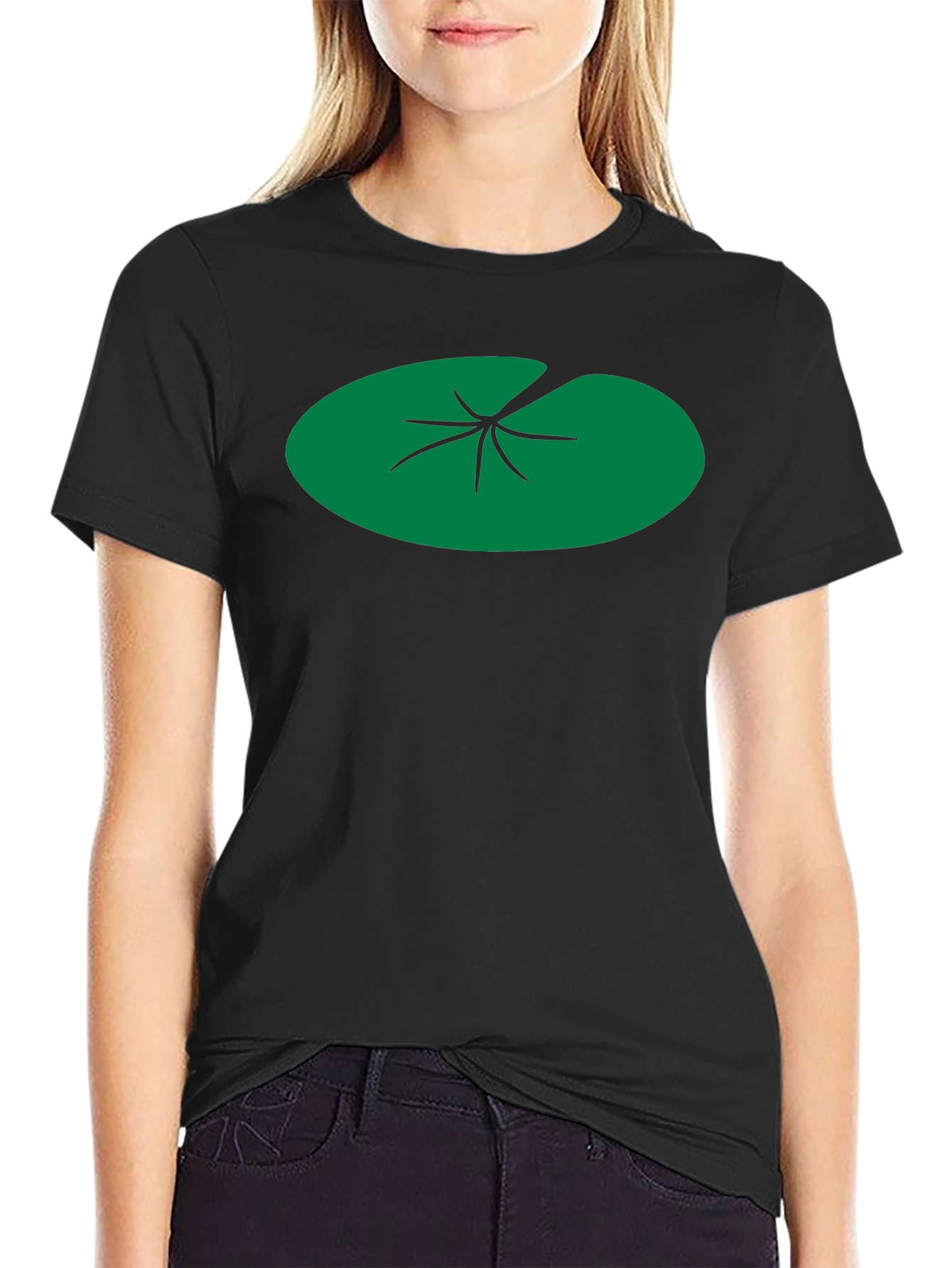 Lily Pad Graphic Tee - Black Cotton T-Shirt