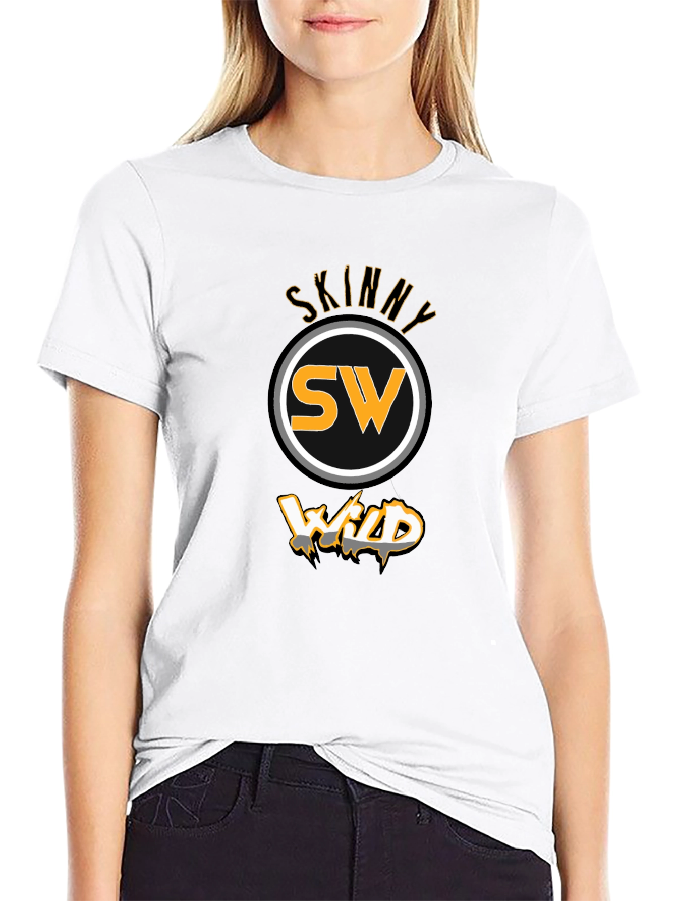 Skinny Wild Graphic T-Shirt - Black Crew Neck