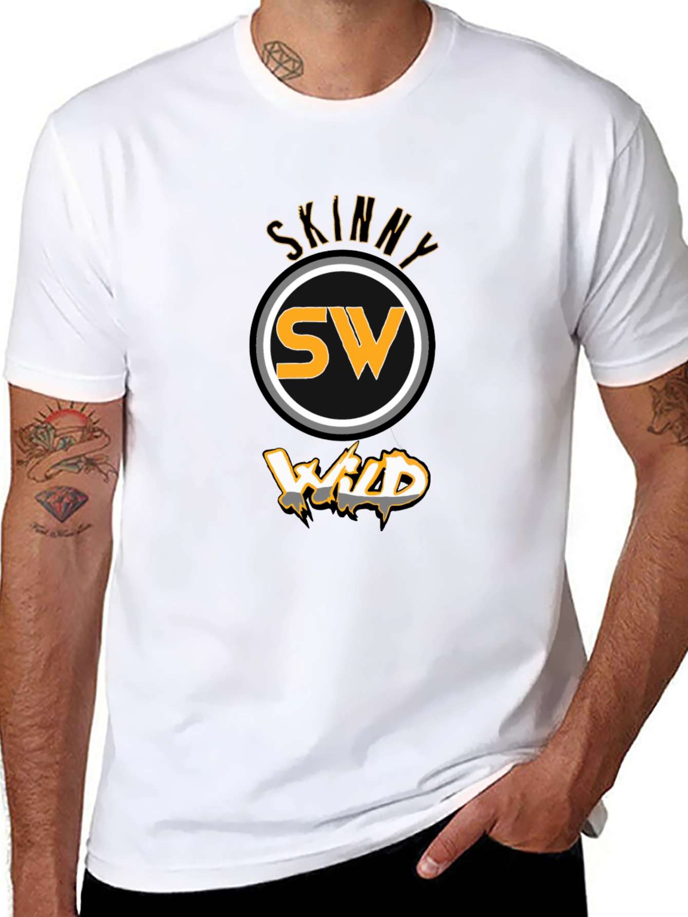 Skinny Wild Graphic T-Shirt - Black Crew Neck