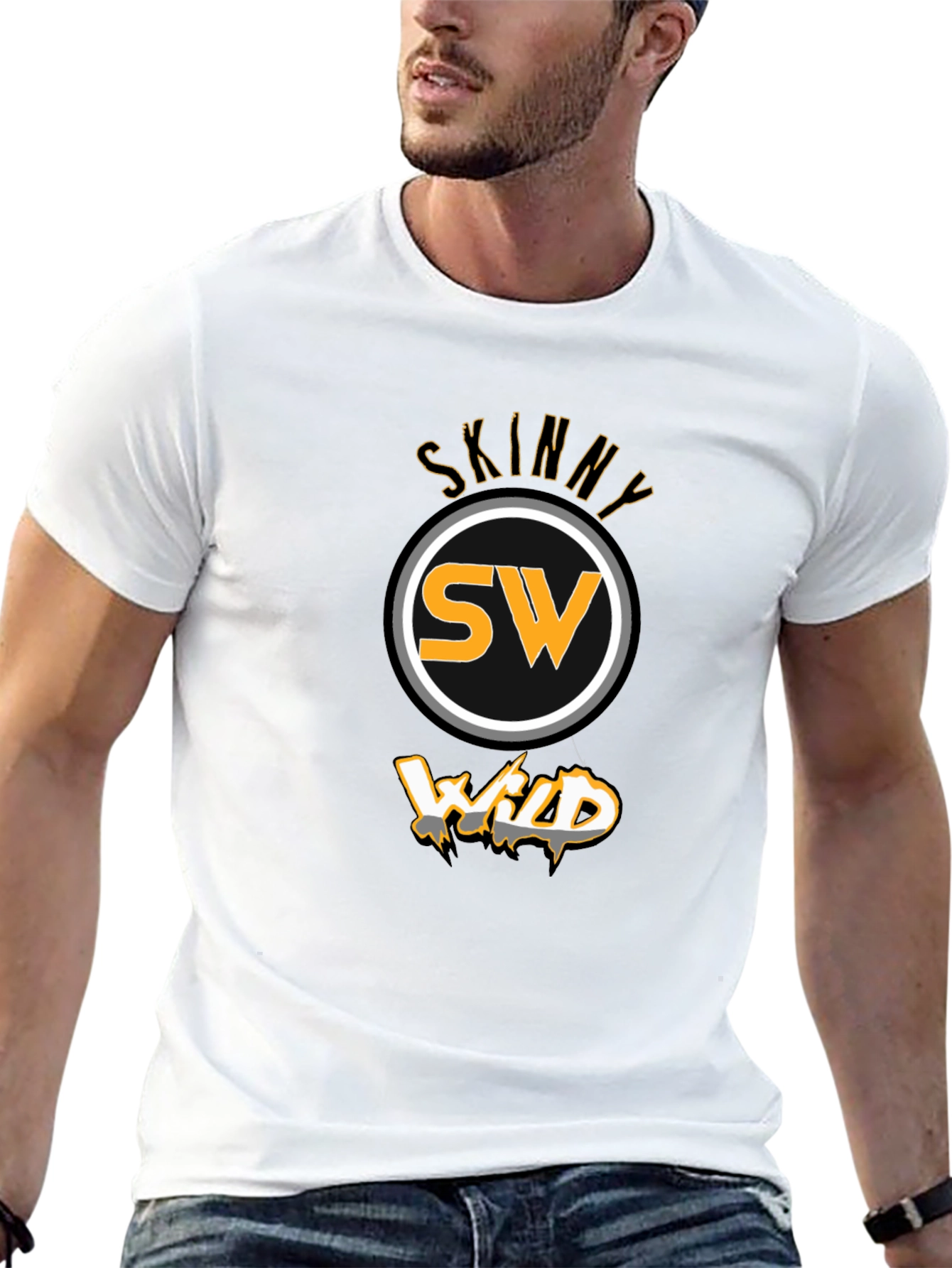 Skinny Wild Graphic T-Shirt - Black Crew Neck