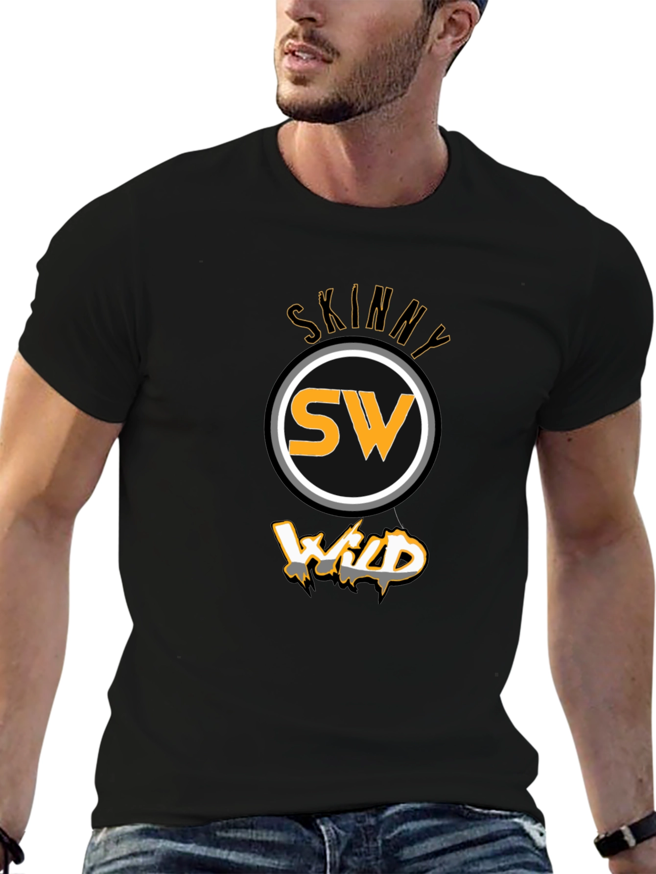 Skinny Wild Graphic T-Shirt - Black Crew Neck