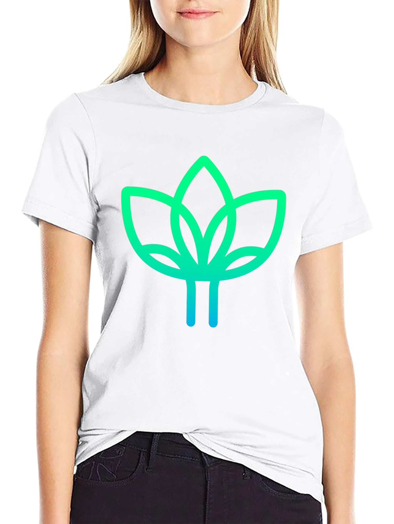 Modern Lotus Design Black T-Shirt