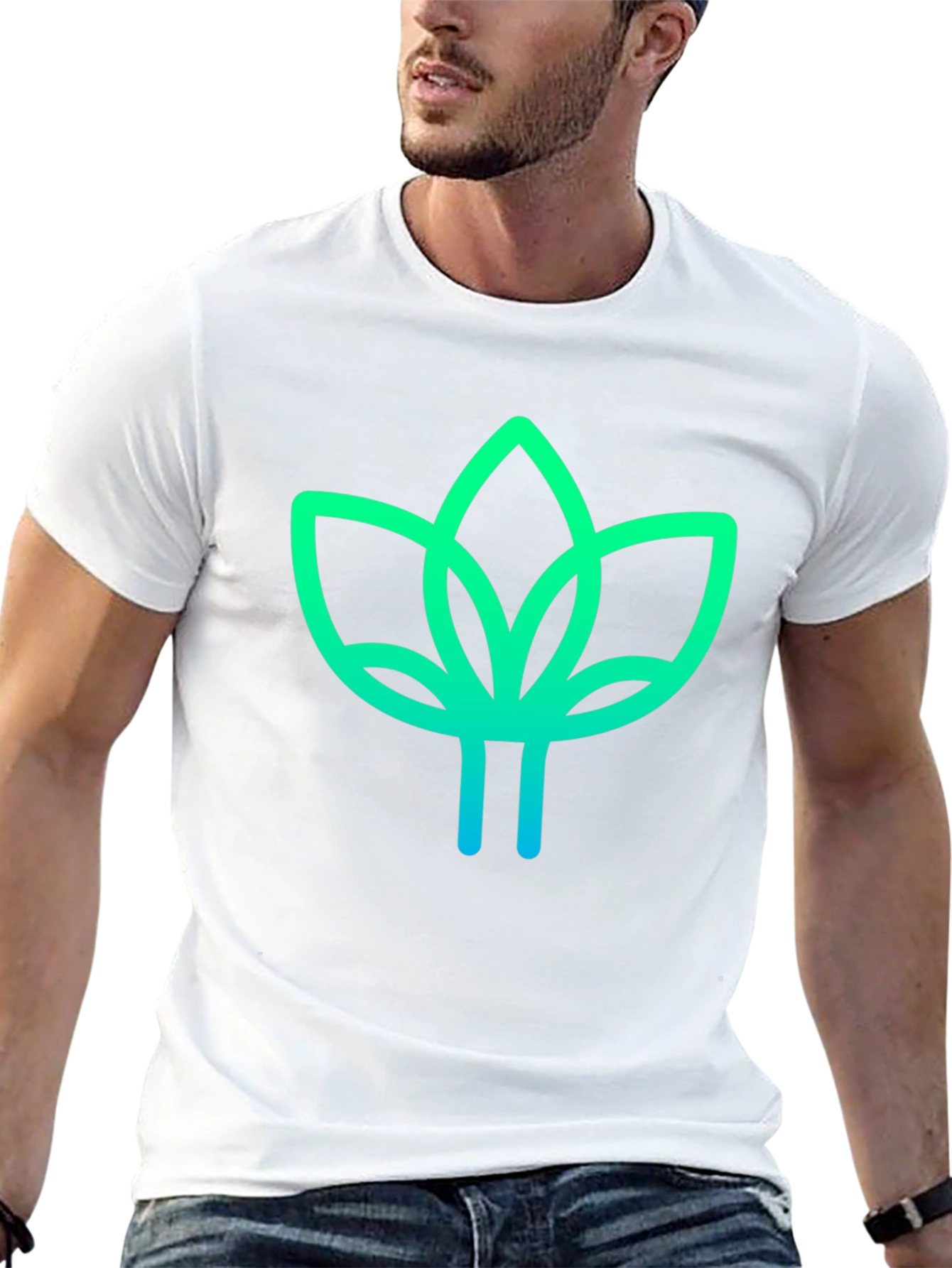 Modern Lotus Design Black T-Shirt
