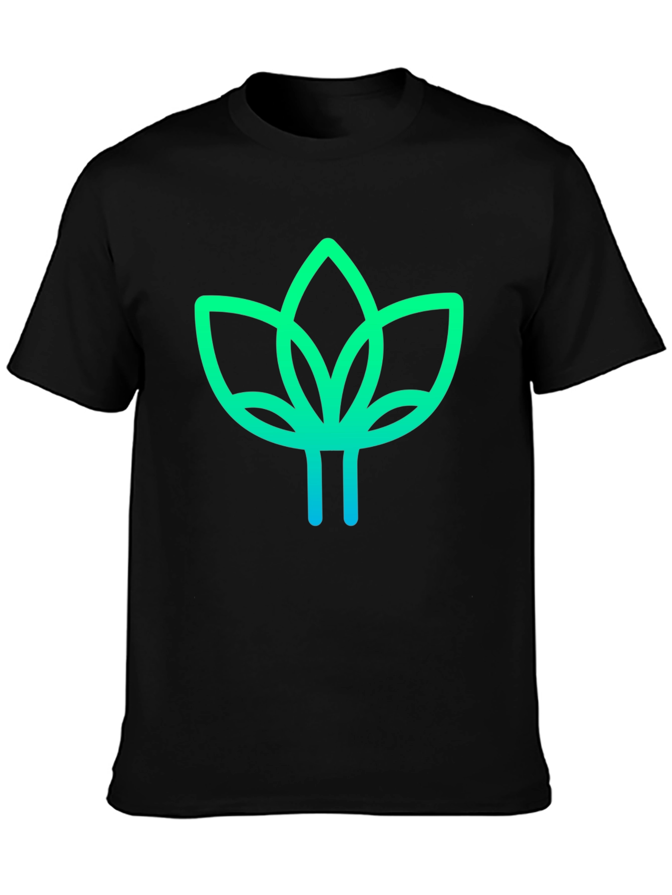 Modern Lotus Design Black T-Shirt