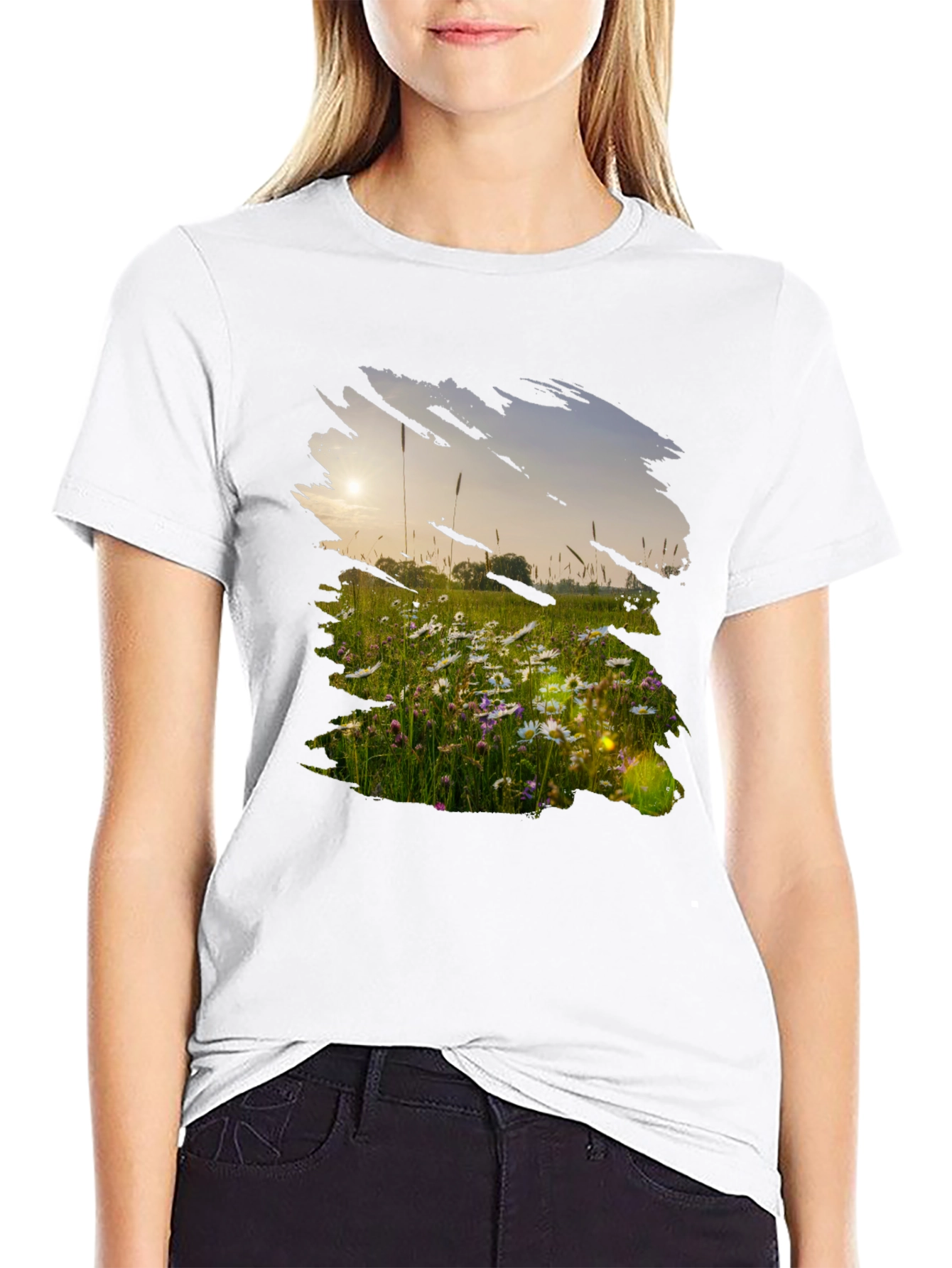 Field of Daisies Black Graphic Tee