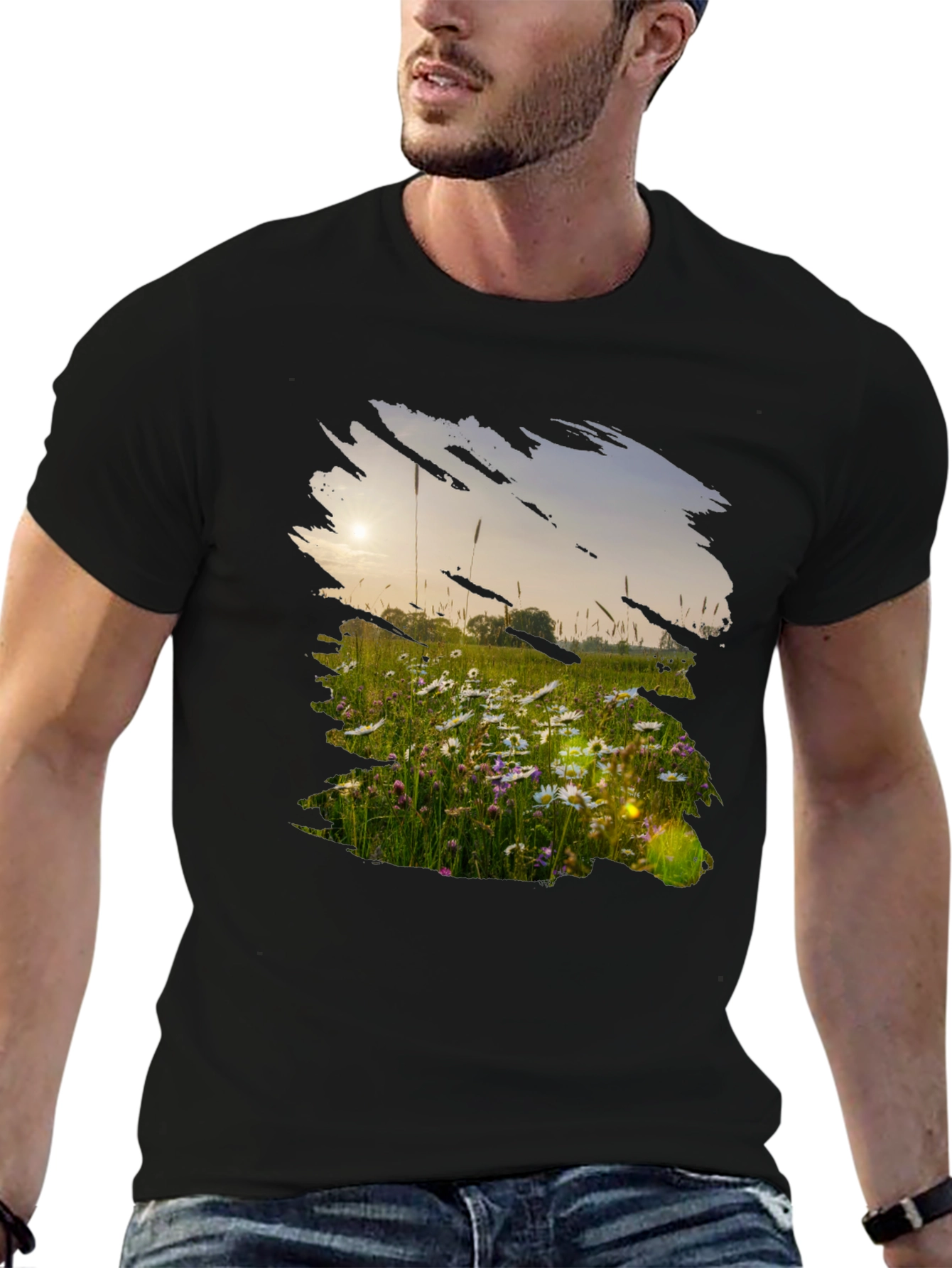 Field of Daisies Black Graphic Tee