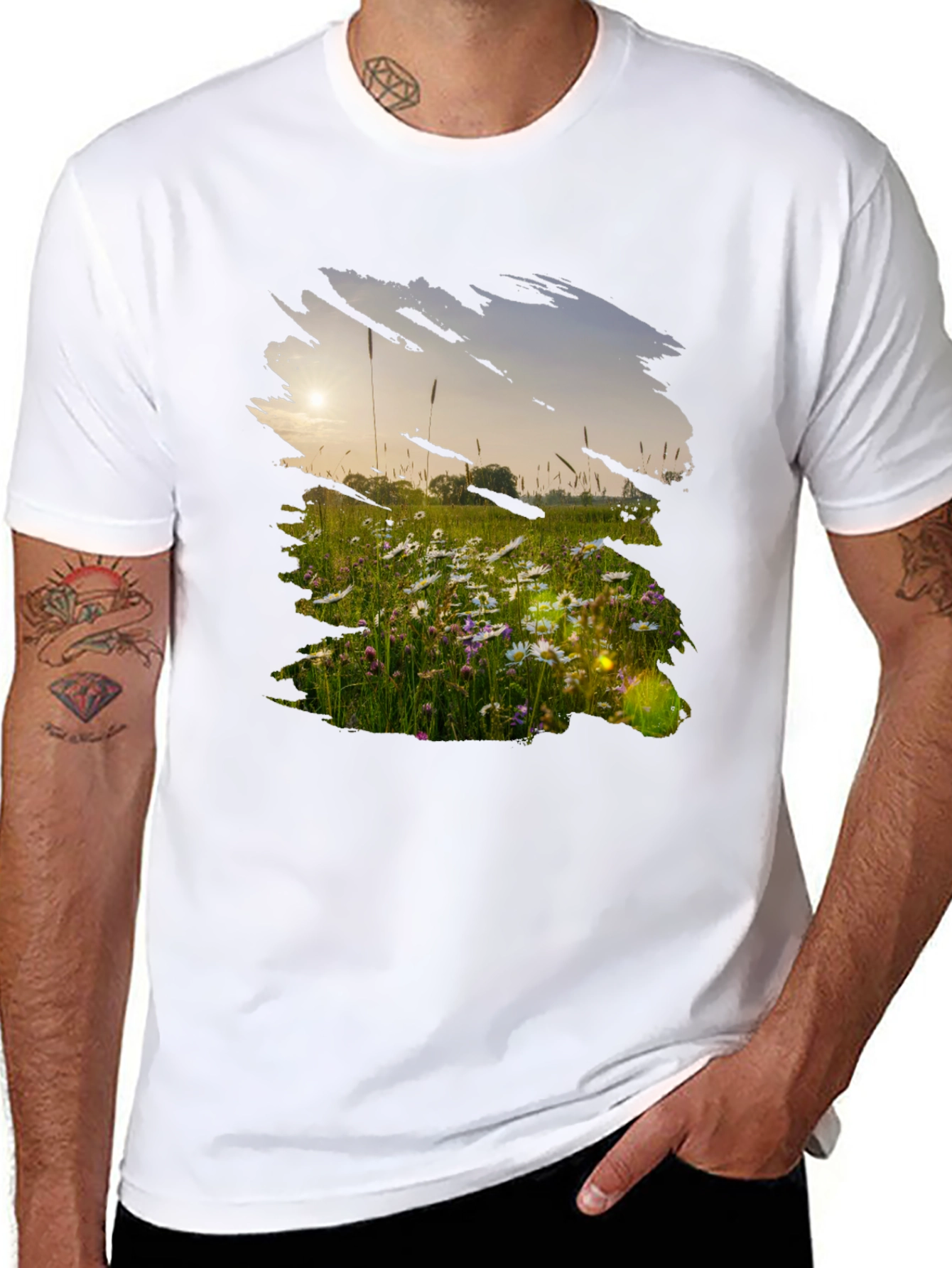 Field of Daisies Black Graphic Tee