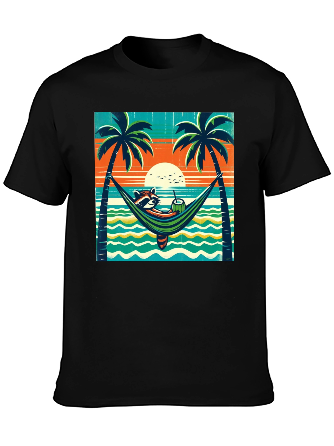 Relaxed Raccoon Beach T-Shirt