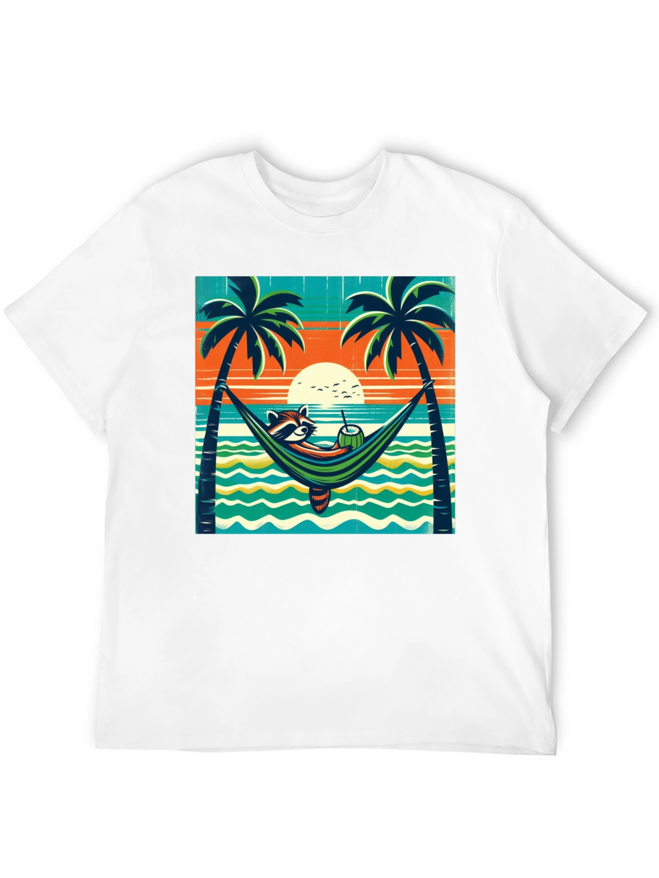 Relaxed Raccoon Beach T-Shirt