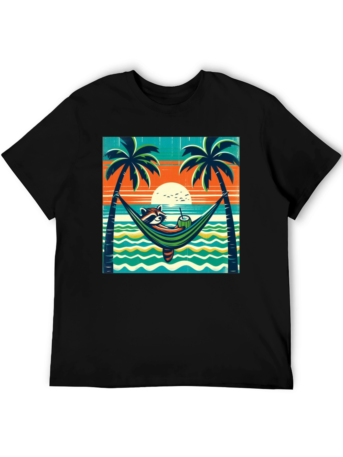 Relaxed Raccoon Beach T-Shirt