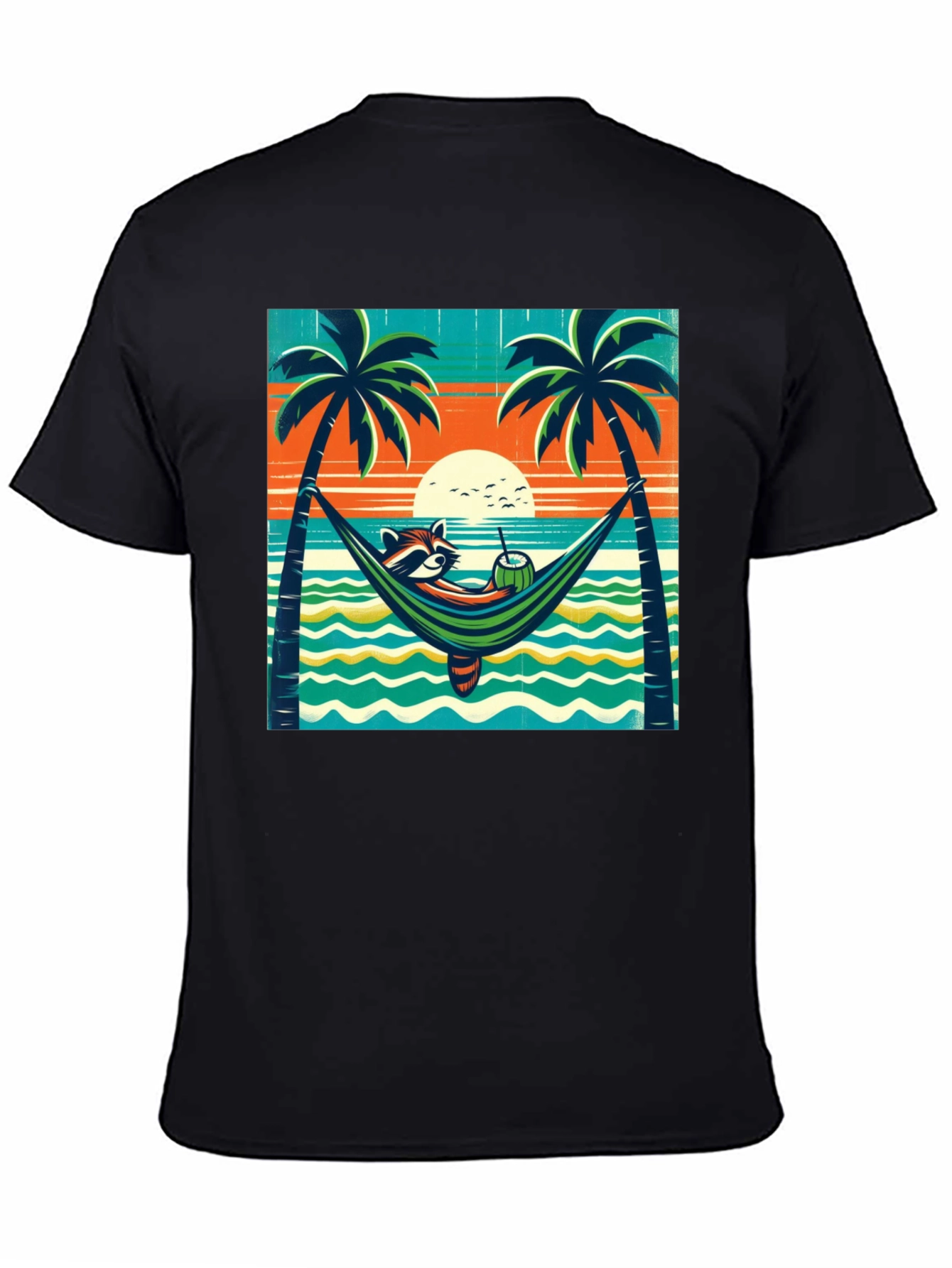 Relaxed Raccoon Beach T-Shirt