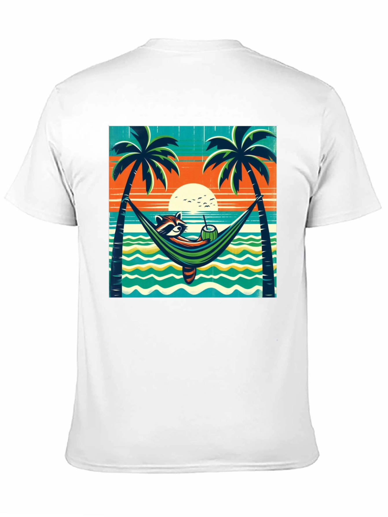 Relaxed Raccoon Beach T-Shirt