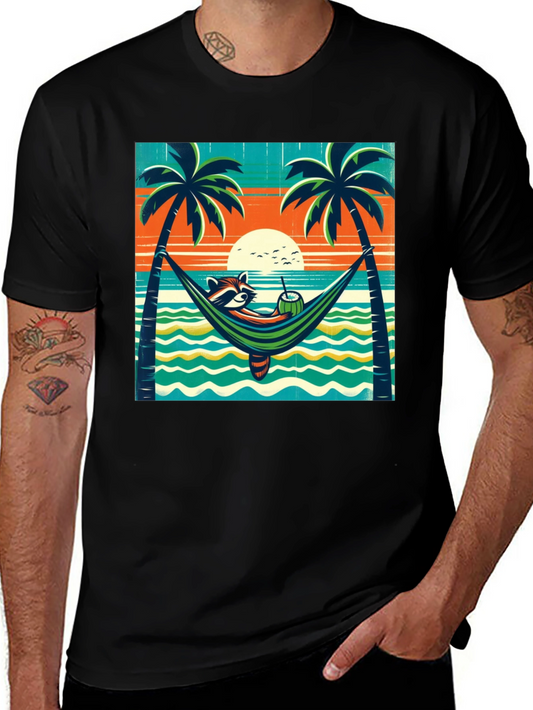 Relaxed Raccoon Beach T-Shirt