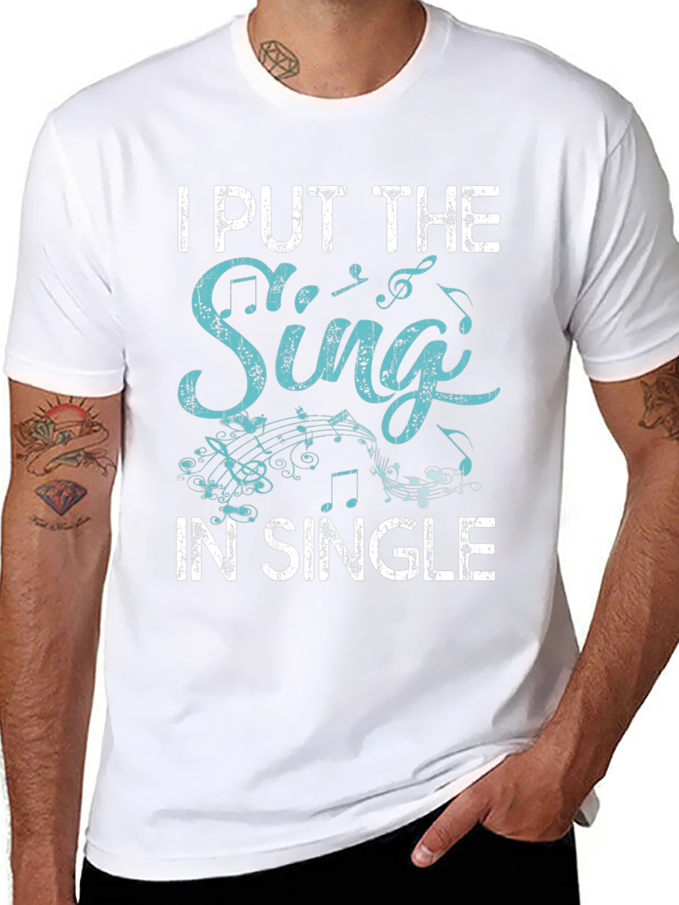 I Put The Sing In Single Black T-Shirt
