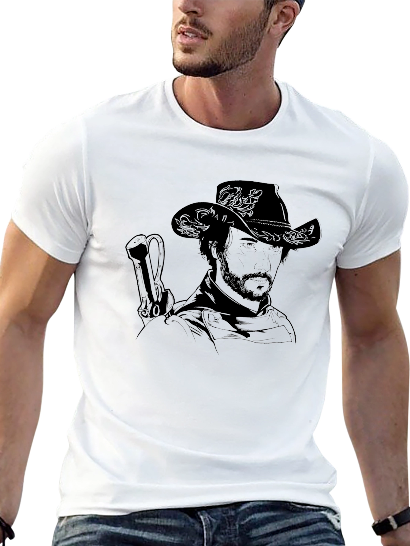 Western Cowboy Graphic Black T-Shirt