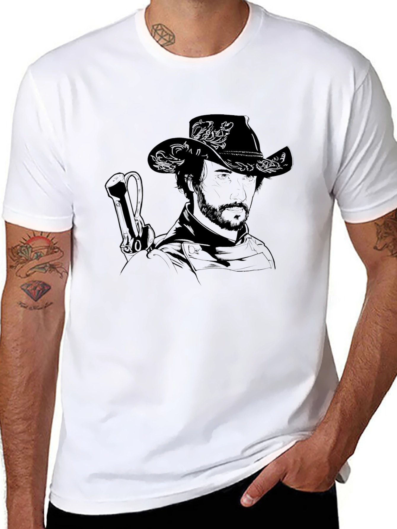 Western Cowboy Graphic Black T-Shirt