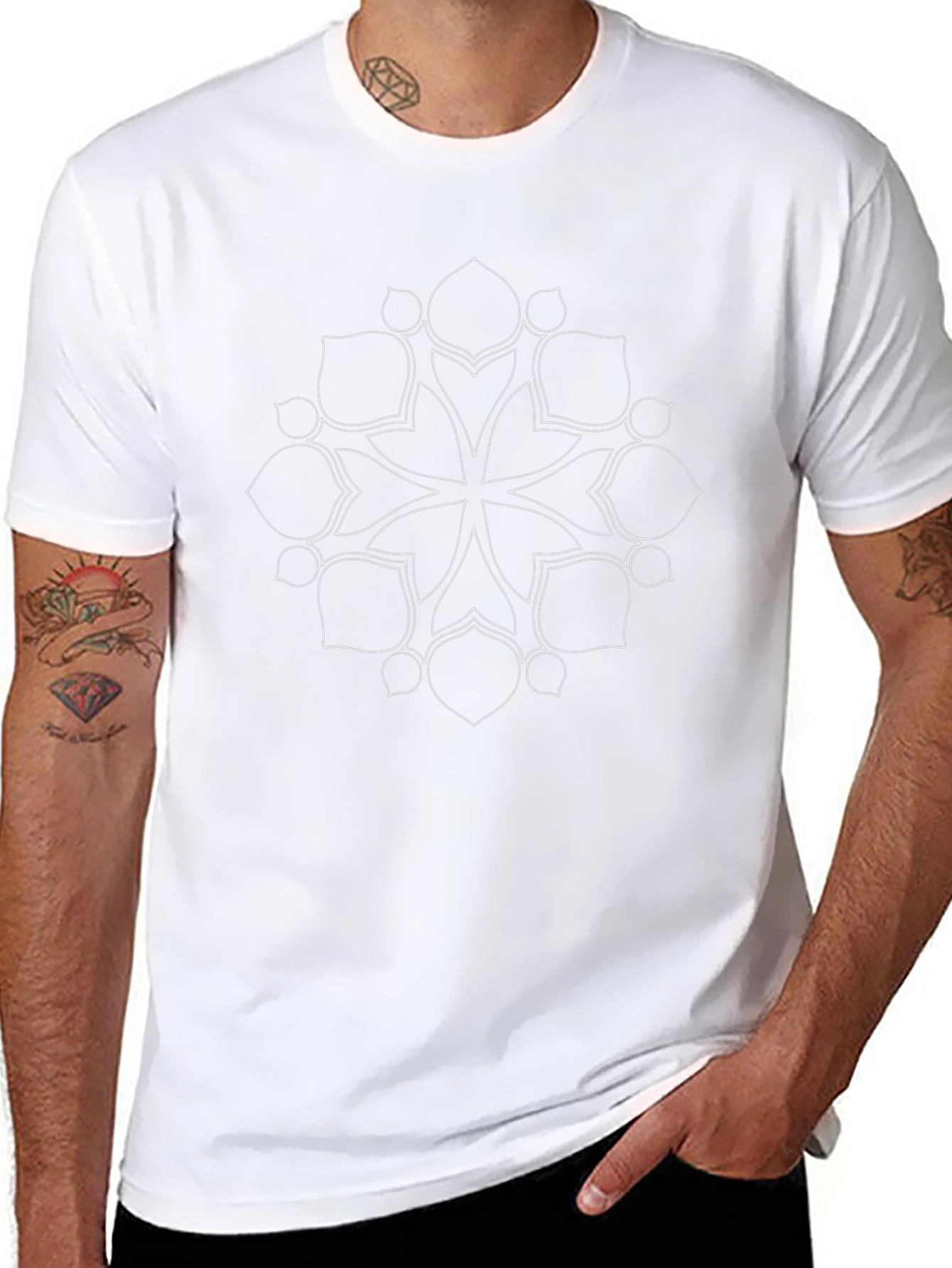 Geometric Mandala Graphic T-Shirt - Black