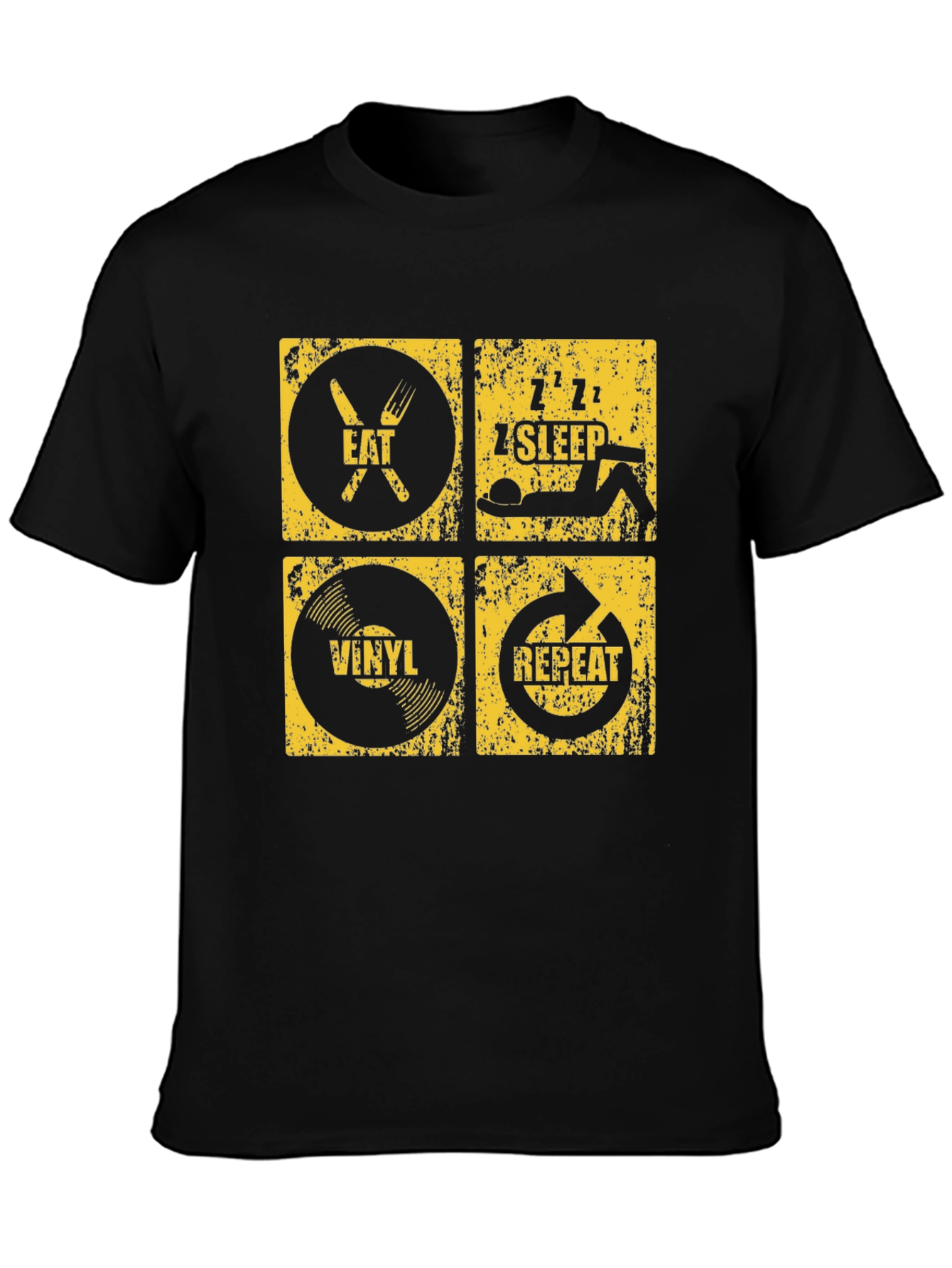 Eat Sleep Vinyl Repeat Graphic Tee - Black T-Shirt