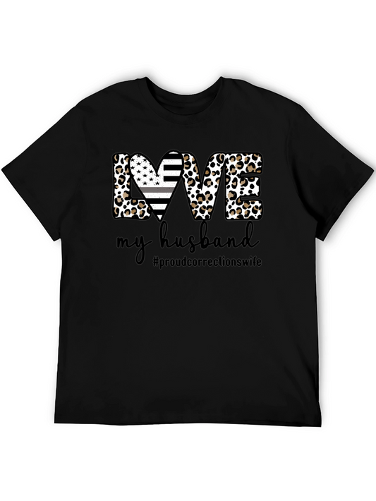 Love My Husband Correctional Wife Black T-Shirt