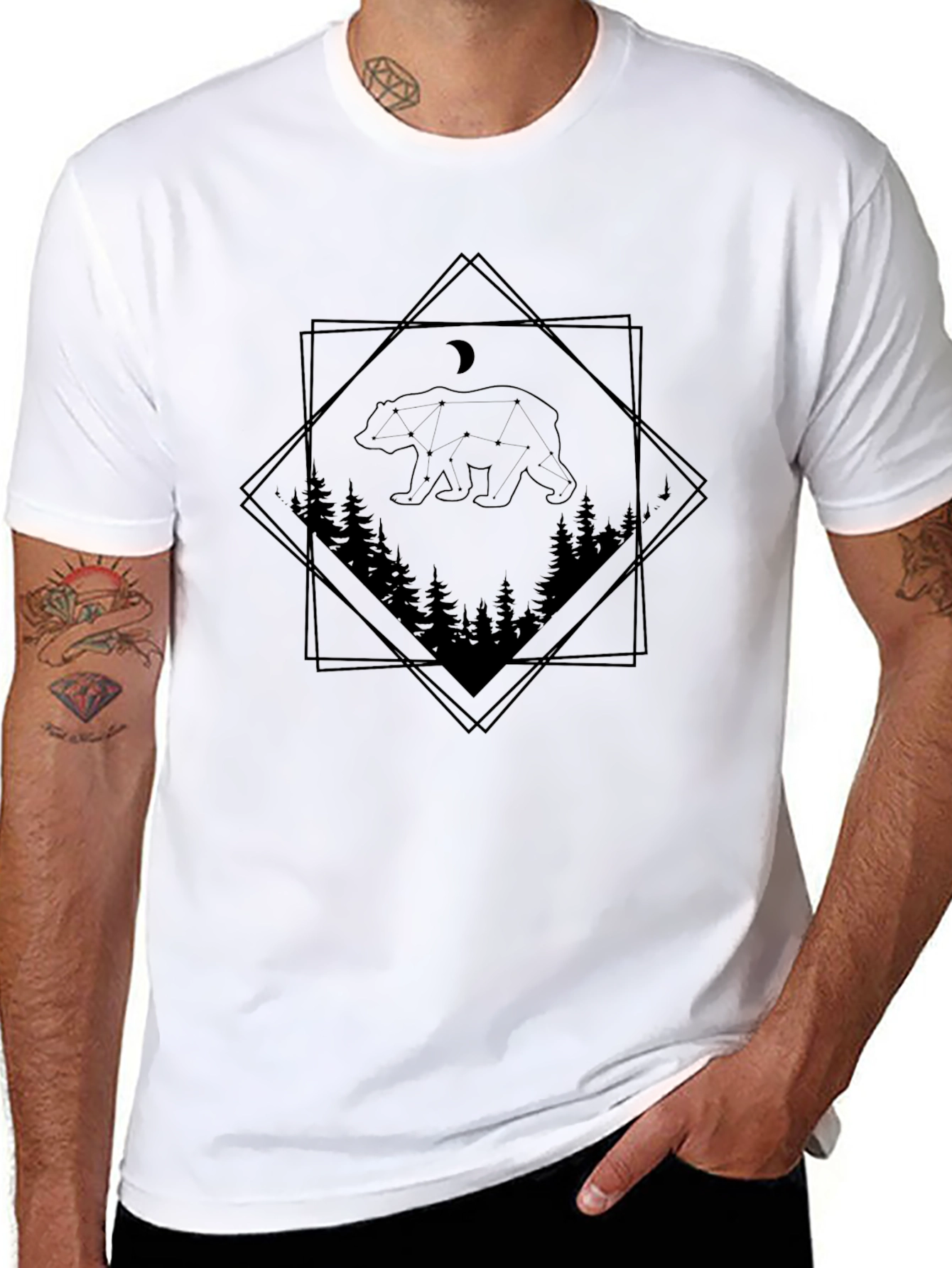 Mens Black Bear Constellation T-Shirt