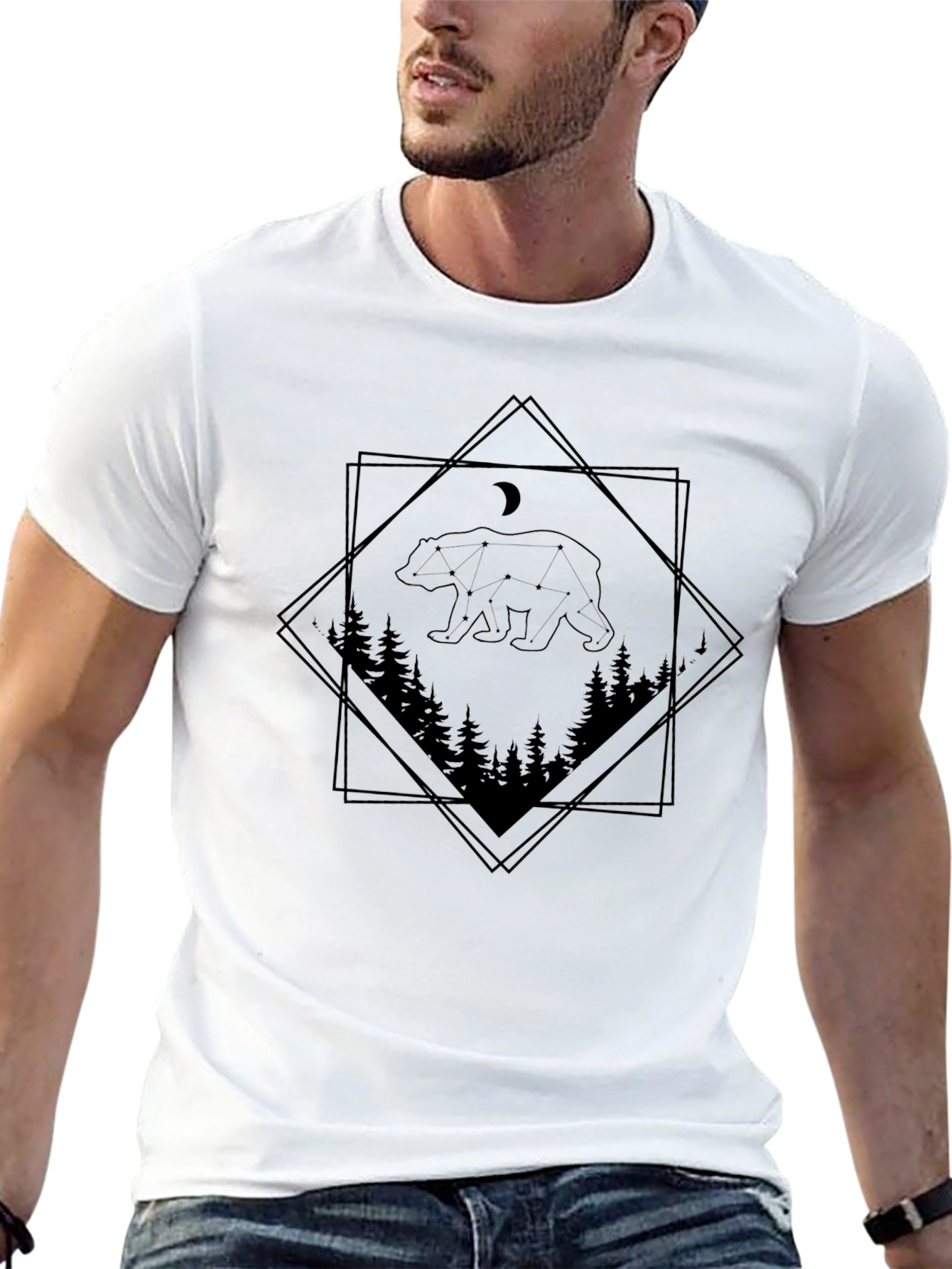Mens Black Bear Constellation T-Shirt