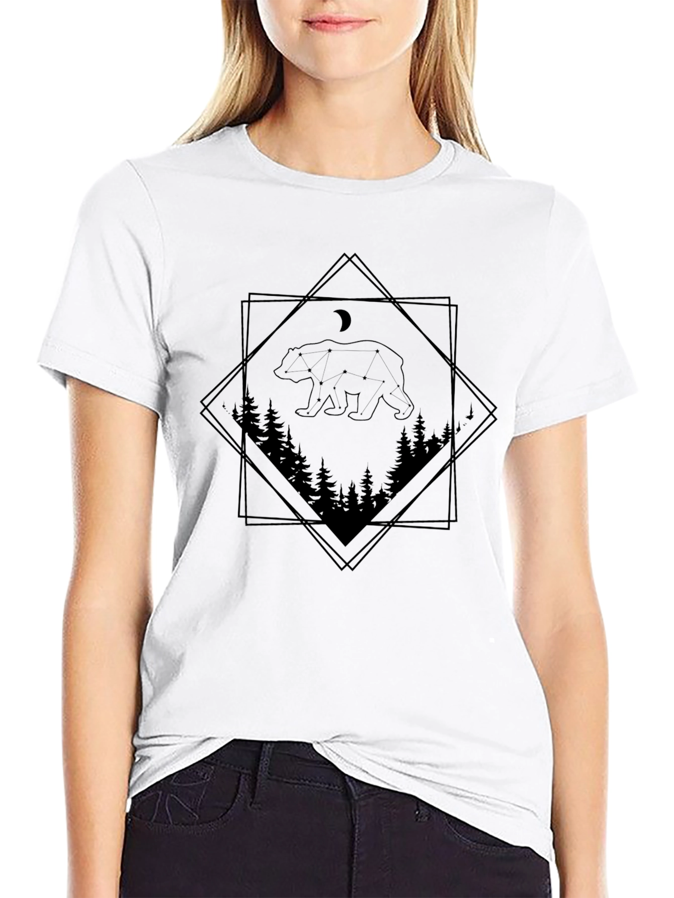 Mens Black Bear Constellation T-Shirt