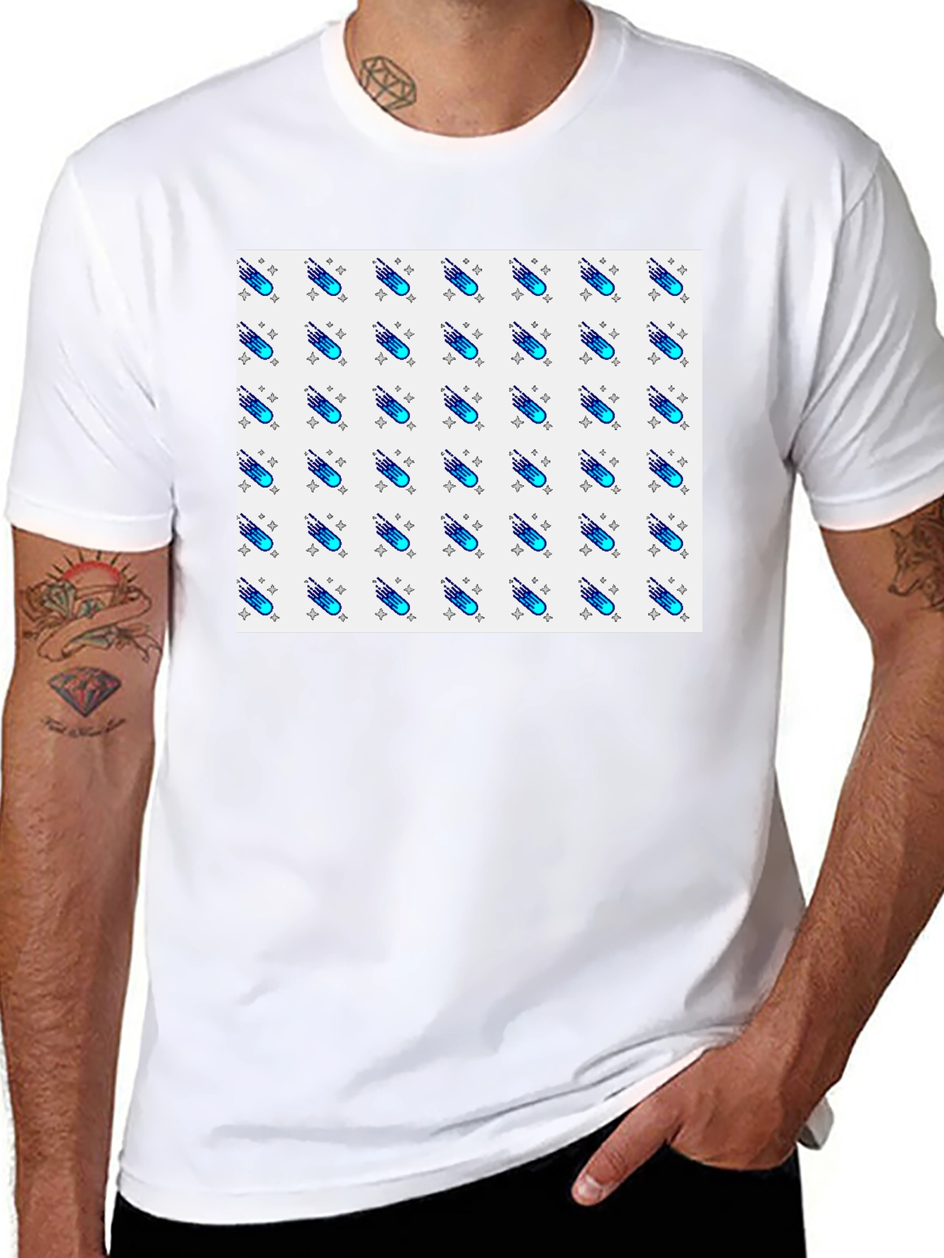 Cool Comet Pattern Black T-Shirt