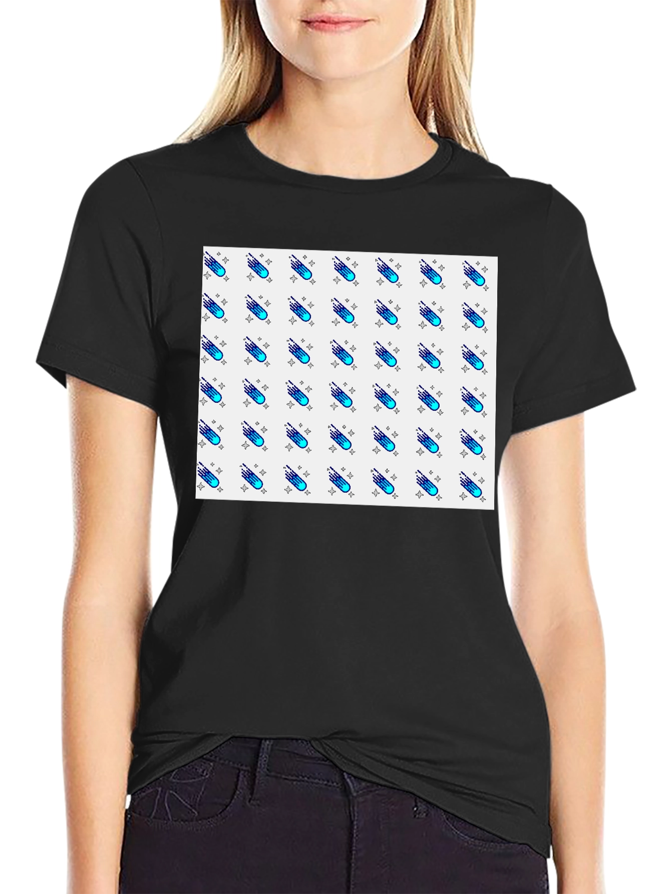 Cool Comet Pattern Black T-Shirt