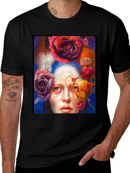 Floral Woman Graphic Tee - Unique Design