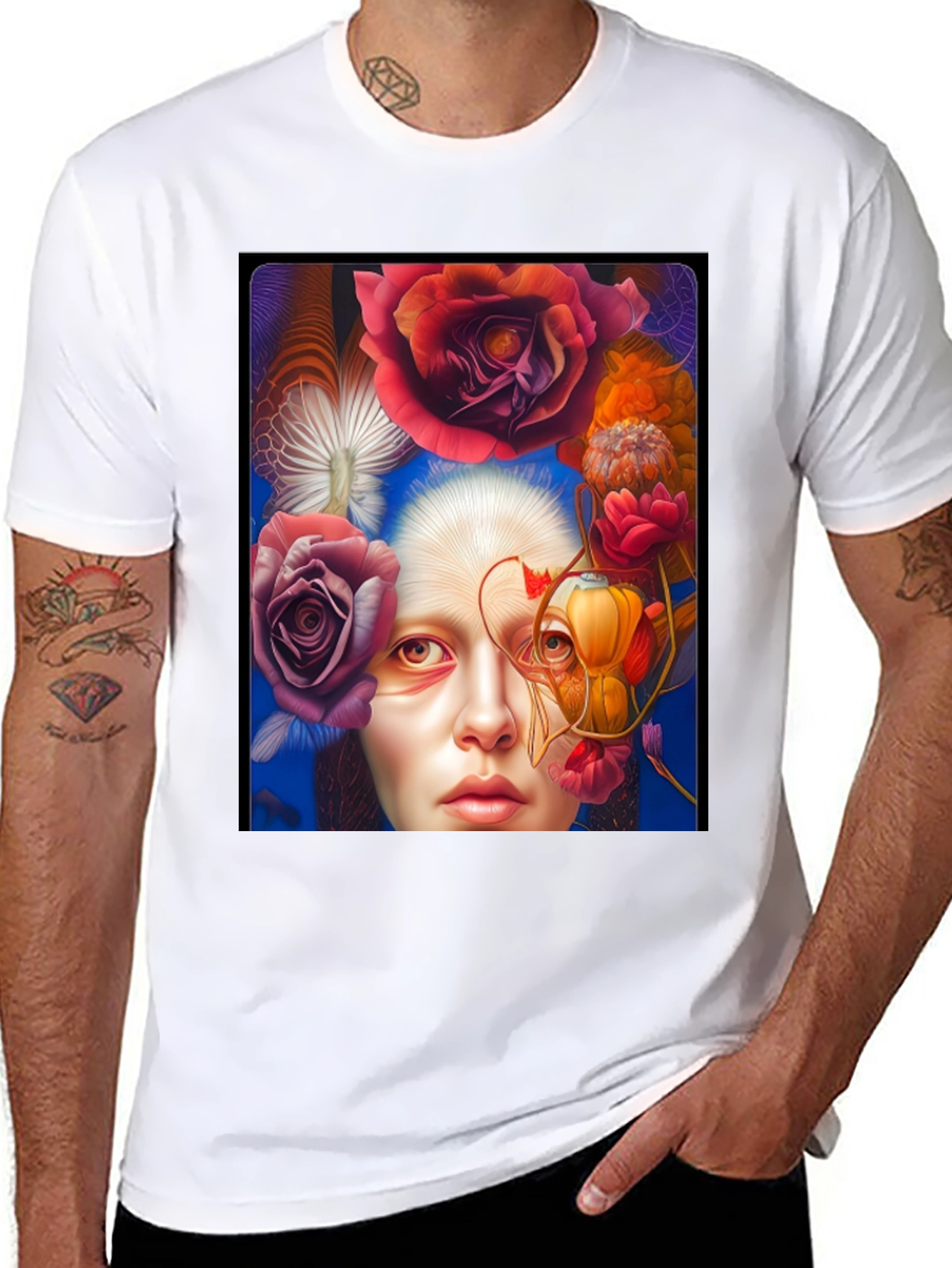 Floral Woman Graphic Tee - Unique Design
